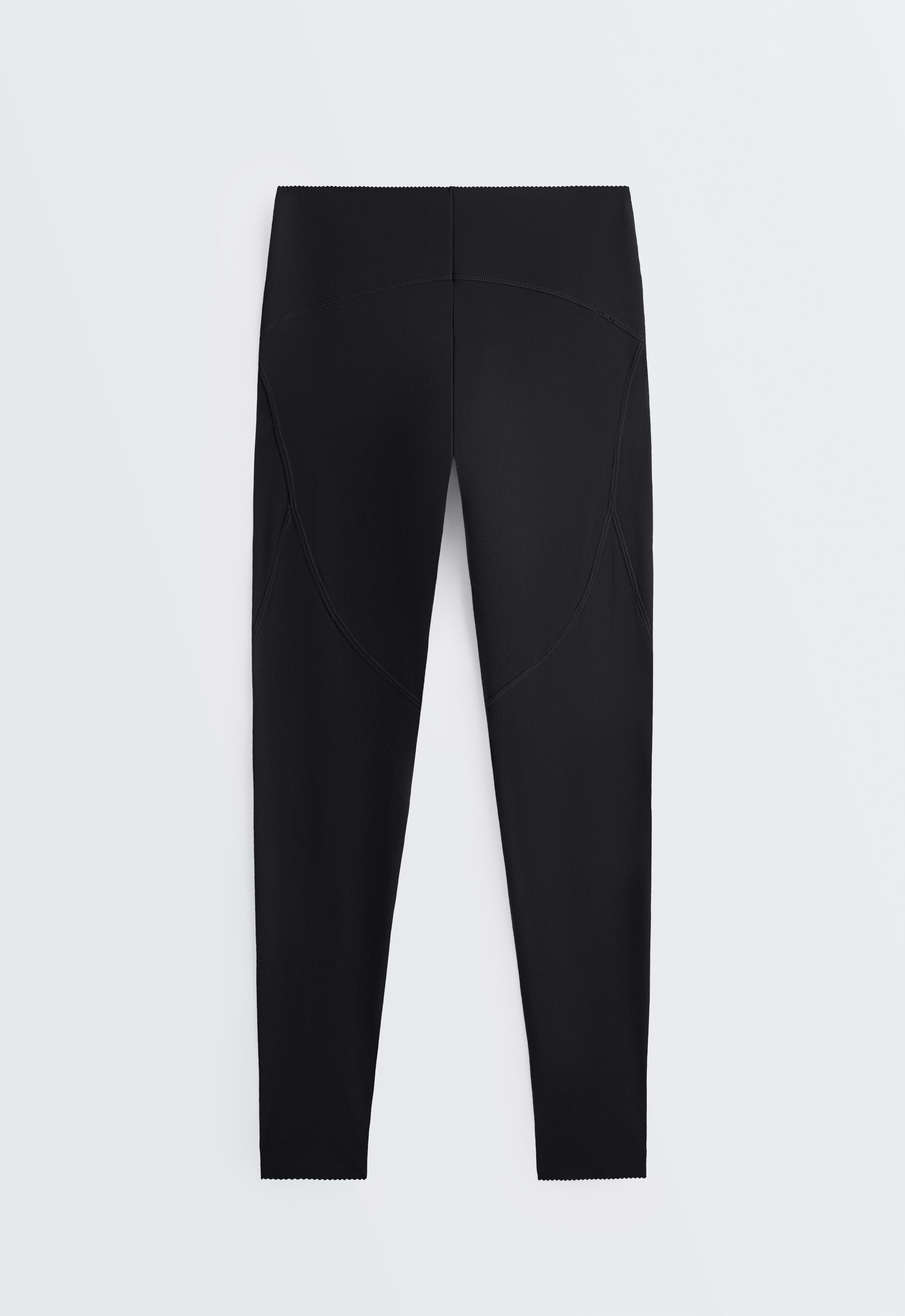 Basic compressive high-waisted ankle-length leggings - BLACK