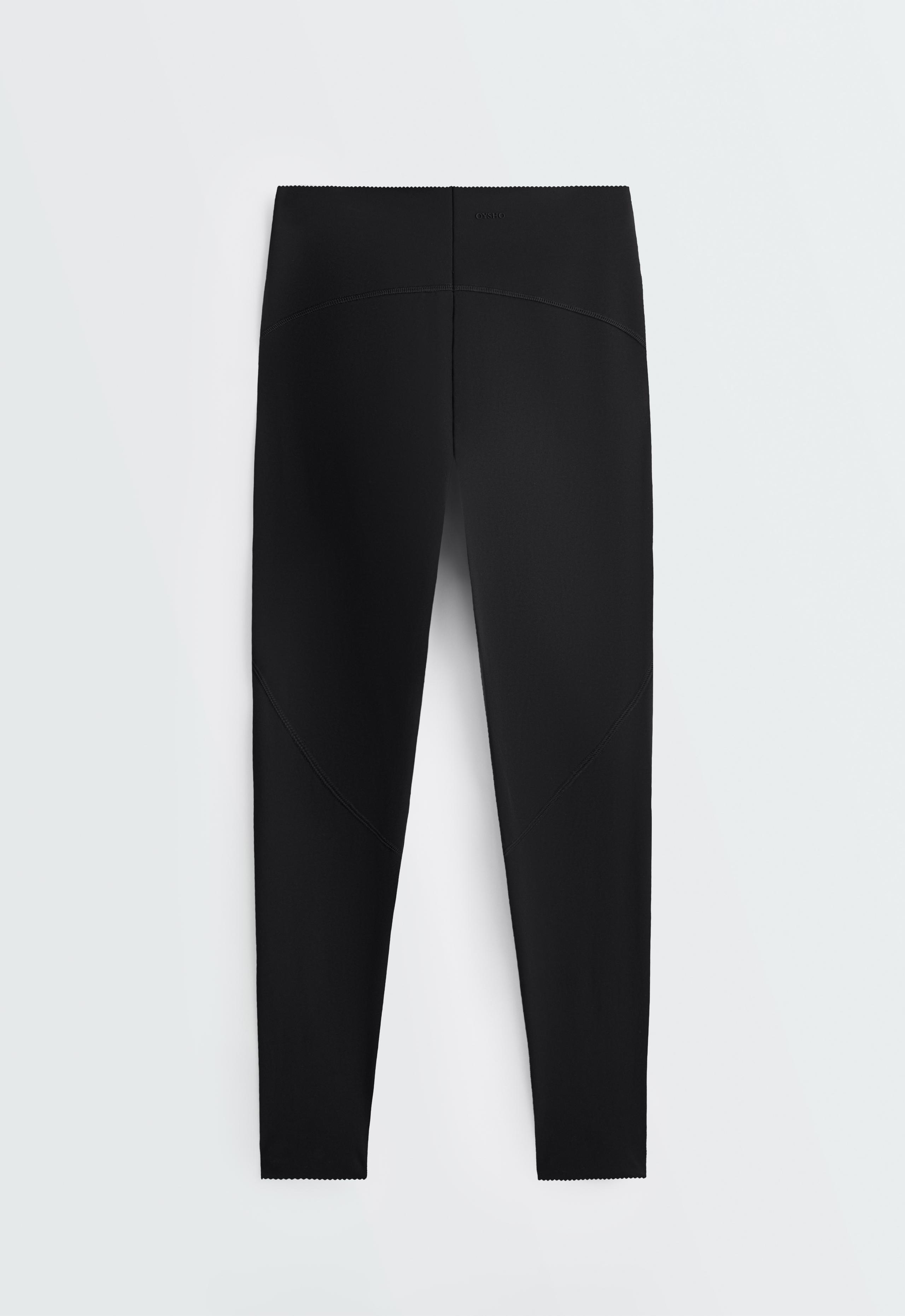 Basic compressive high-waisted ankle-length leggings - BLACK
