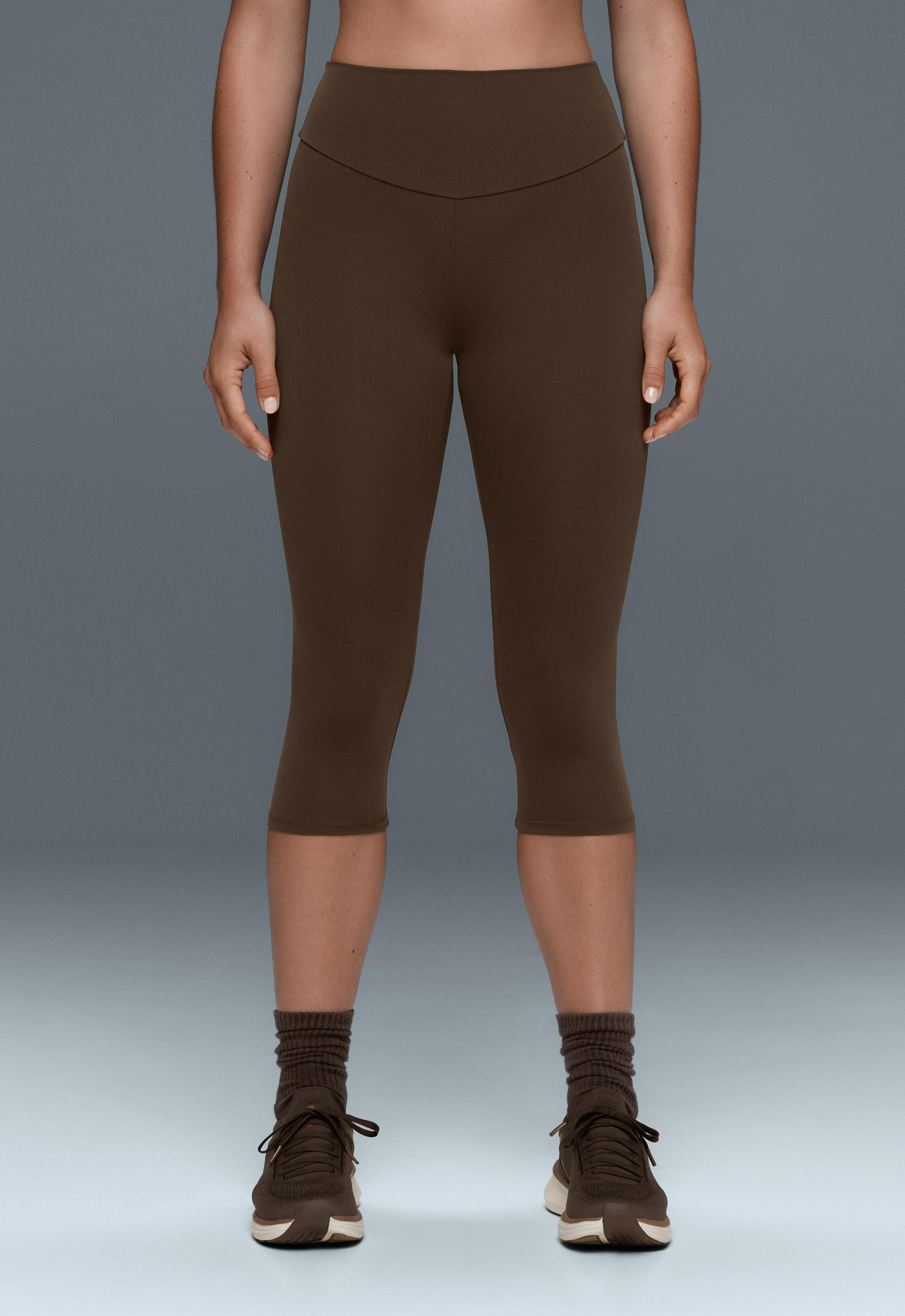 Comfortlux high-rise 40cm knee-length leggings - DARK BROWN