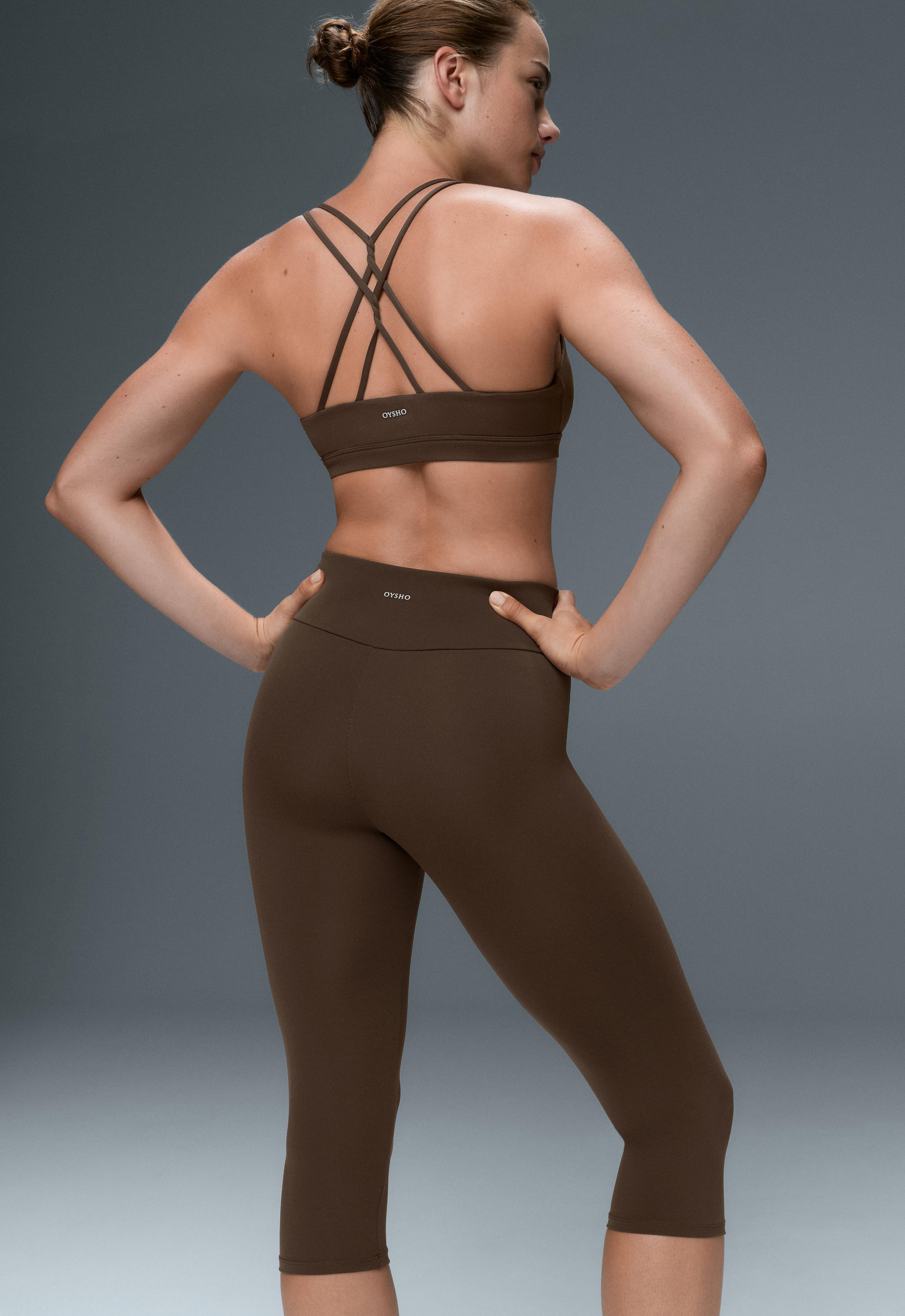 Comfortlux high-rise 40cm knee-length leggings - DARK BROWN