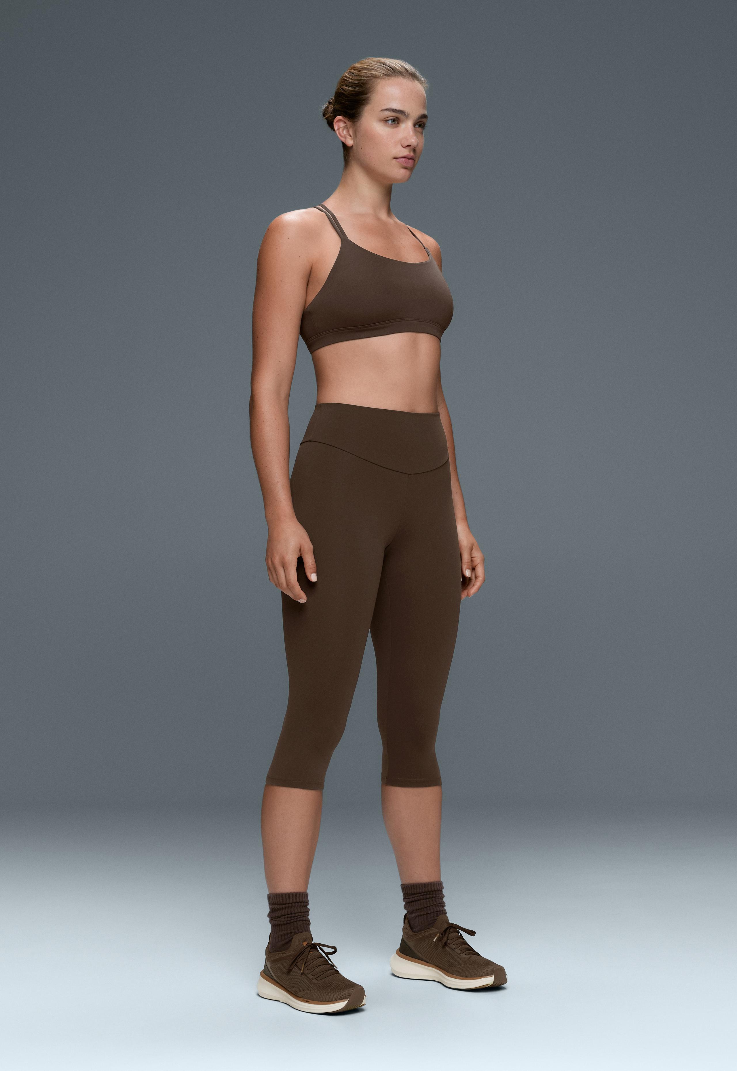 Comfortlux high-rise 40cm knee-length leggings - DARK BROWN