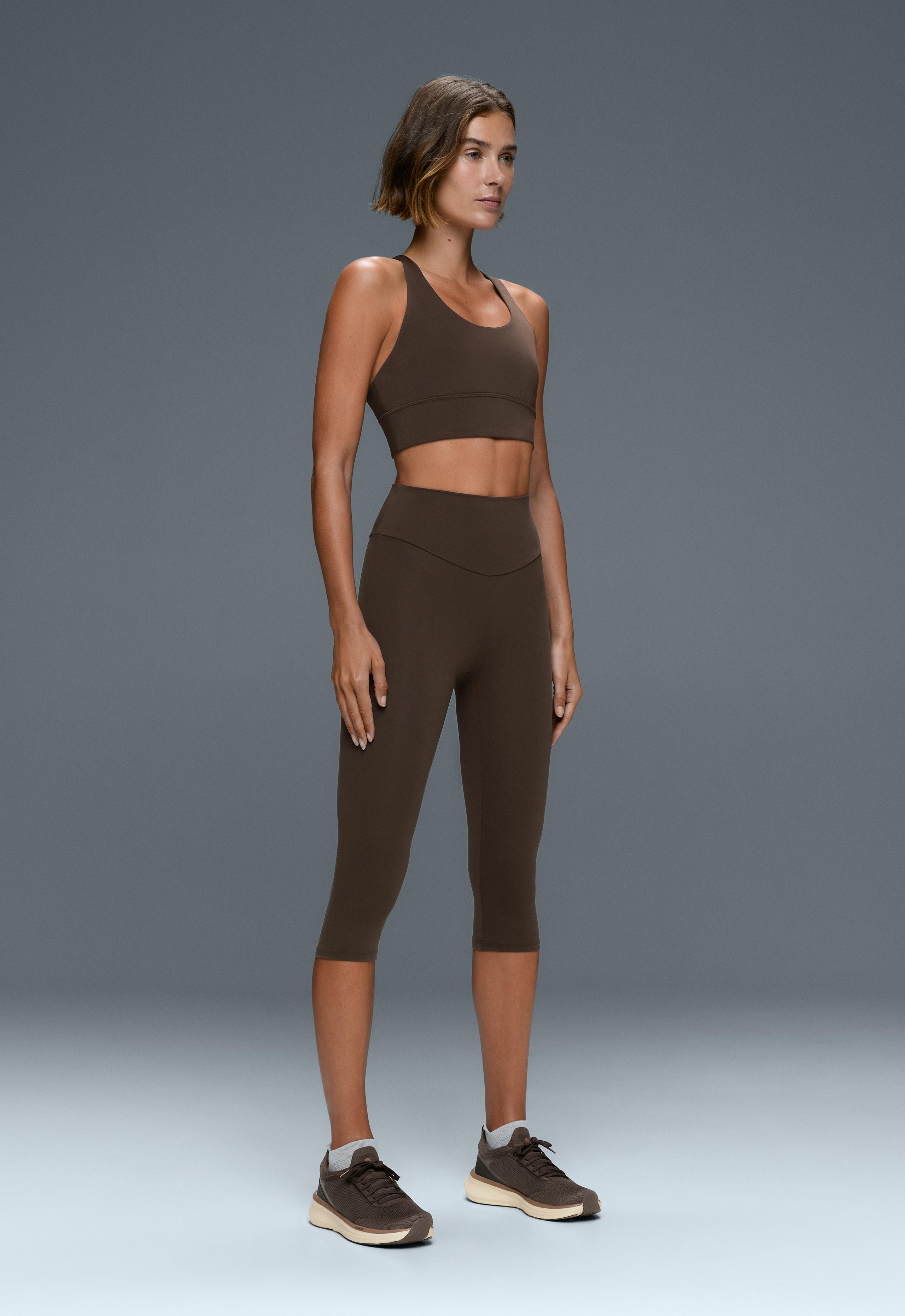 Comfortlux high-rise 40cm knee-length leggings - BROWN