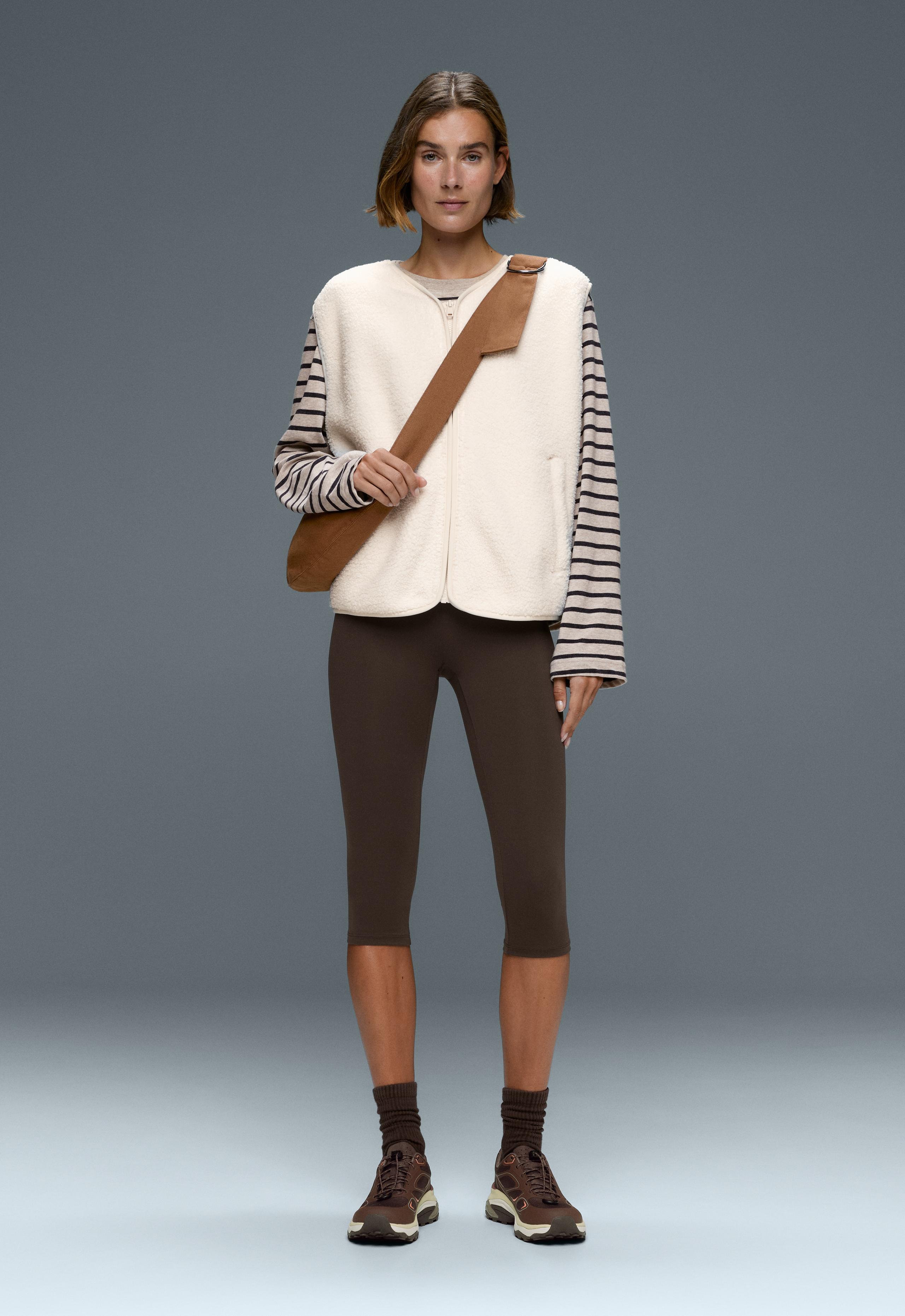 Comfortlux high-rise 40cm knee-length leggings - BROWN