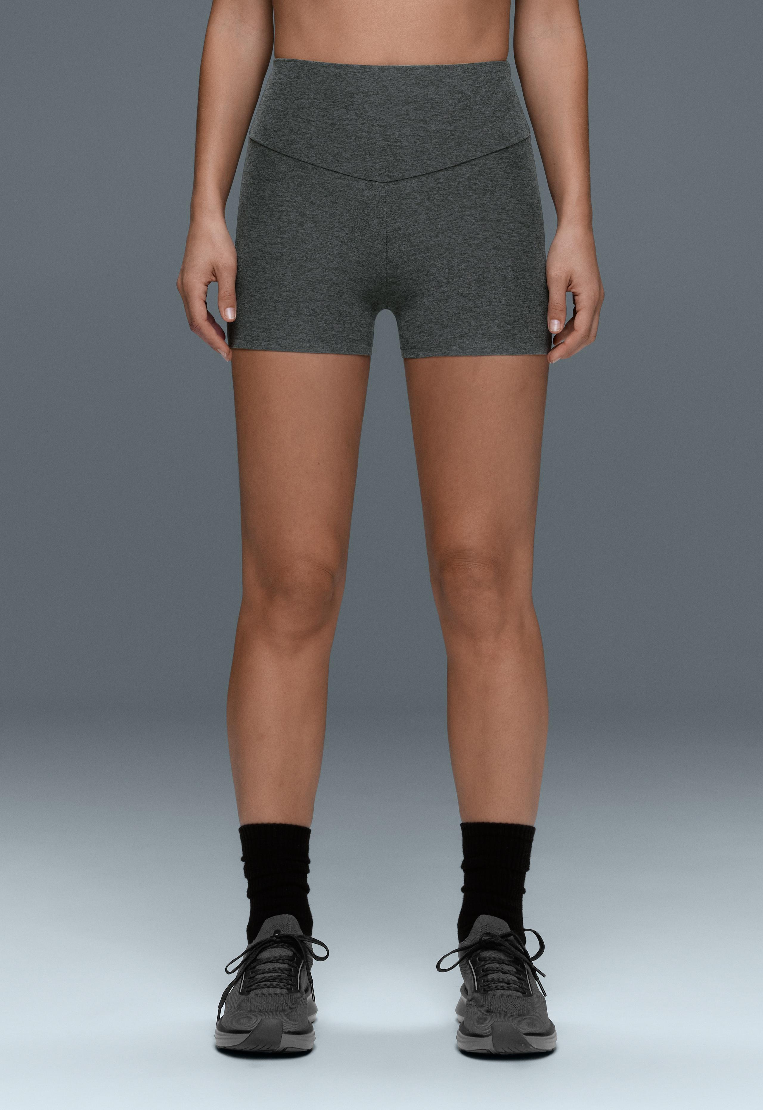 Comfortlux high-waisted 10cm hot pants - DARK GREY MELANGE