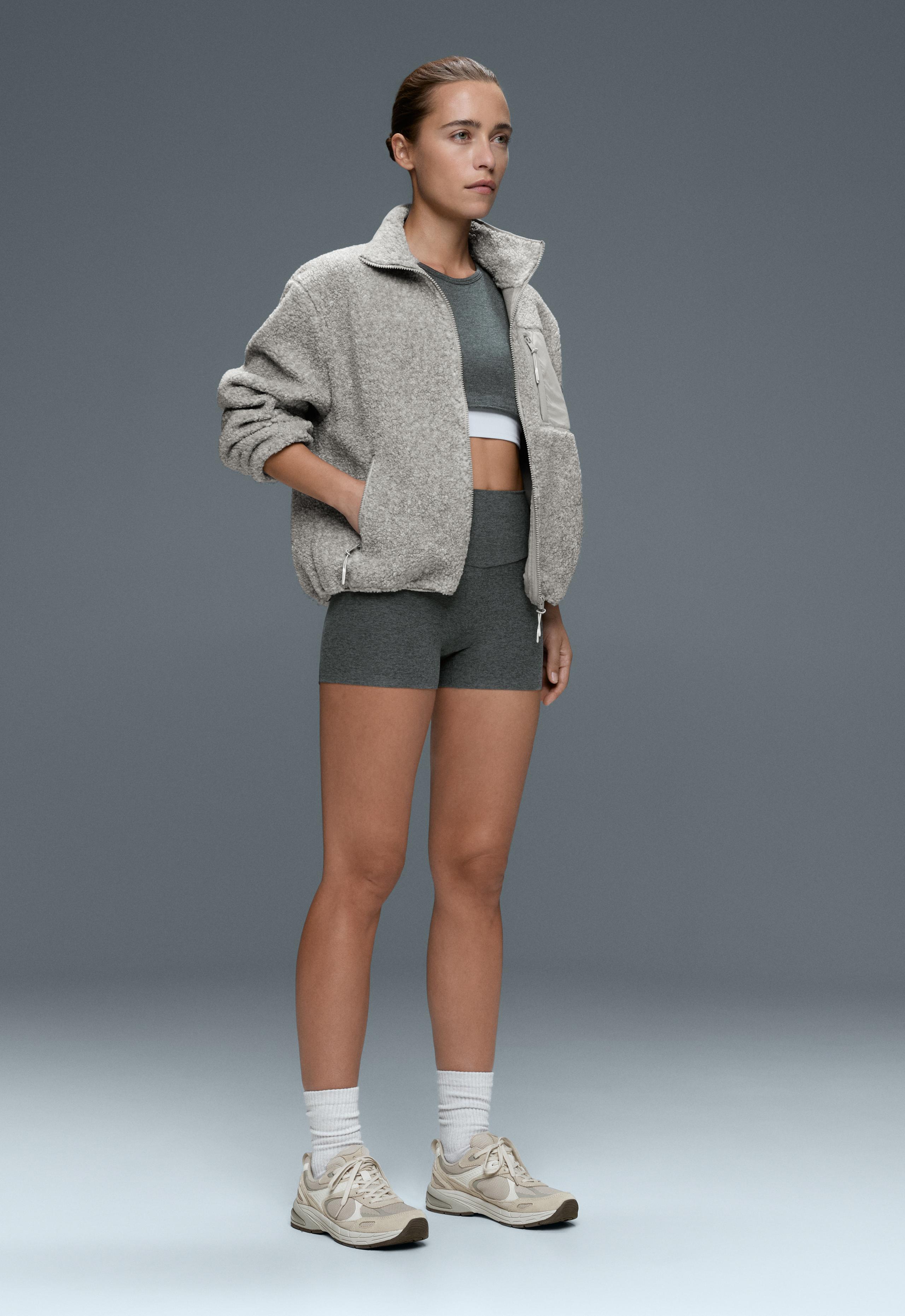 Comfortlux high-waisted 10cm hot pants - DARK GREY MELANGE