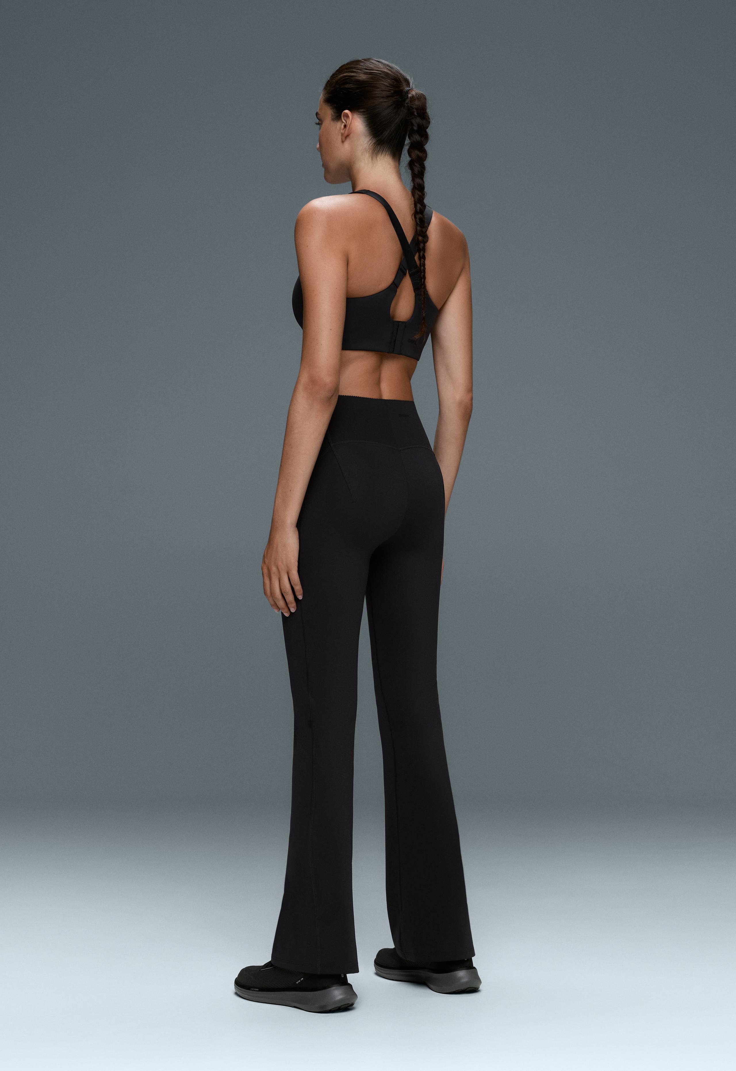 High-rise Compressive Raise Up flare trousers - BLACK