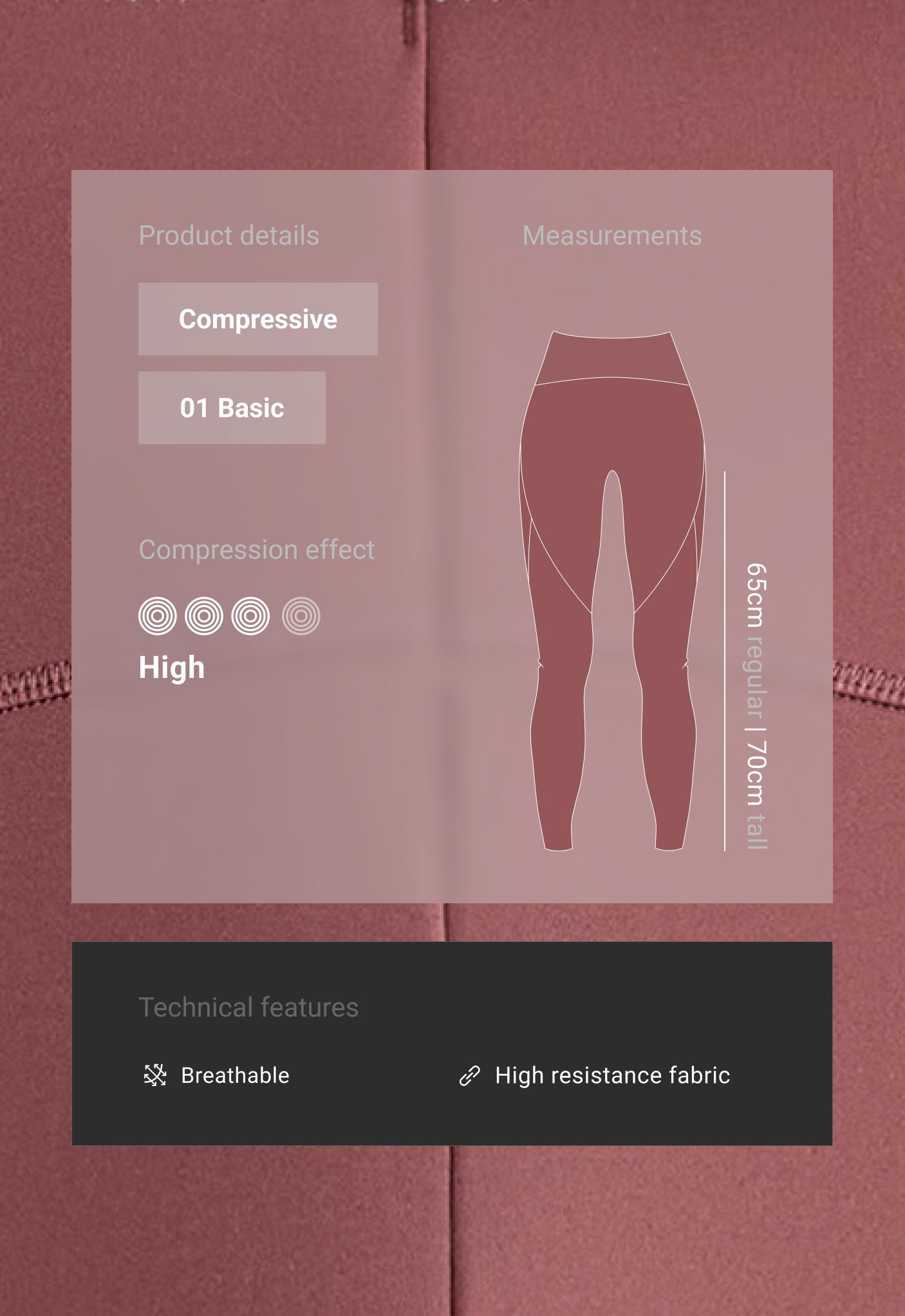 Basic compressive high-waisted ankle-length leggings - FADED BURGUNDY