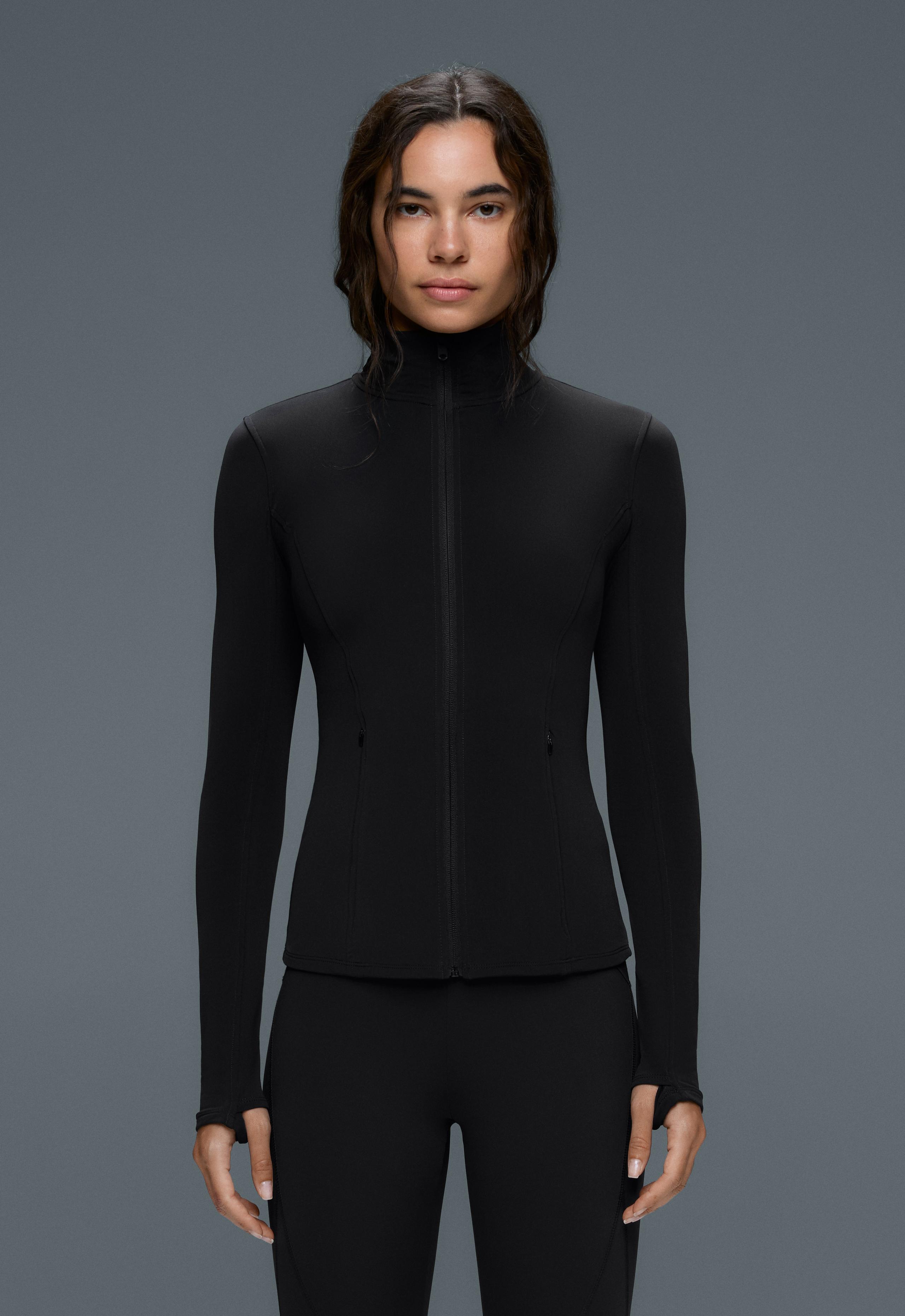 Long light warm technical jacket - BLACK
