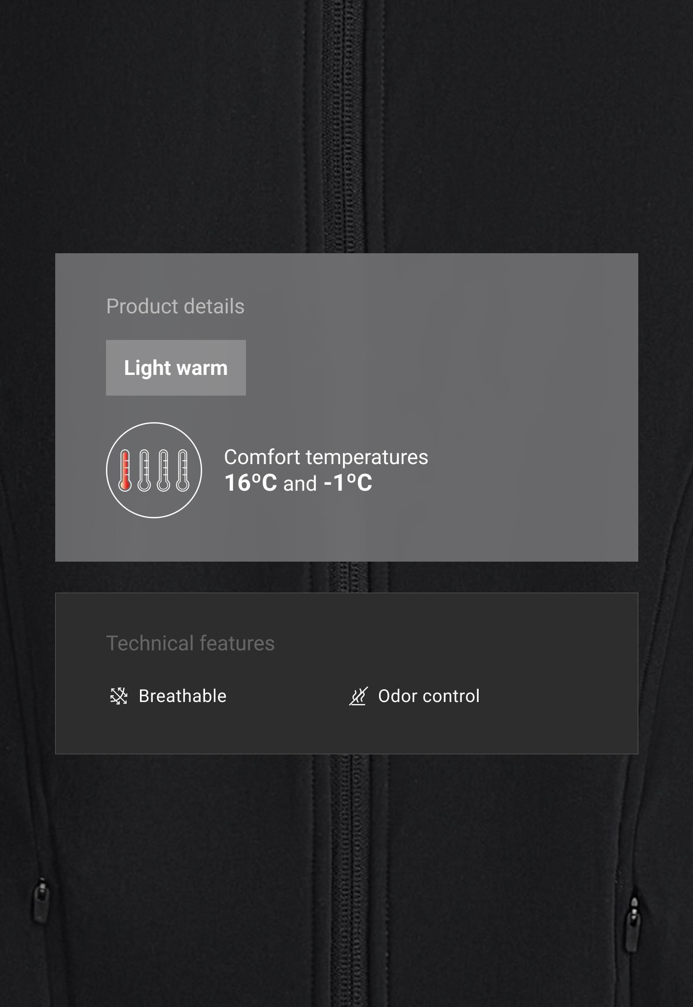 Long light warm technical jacket - BLACK
