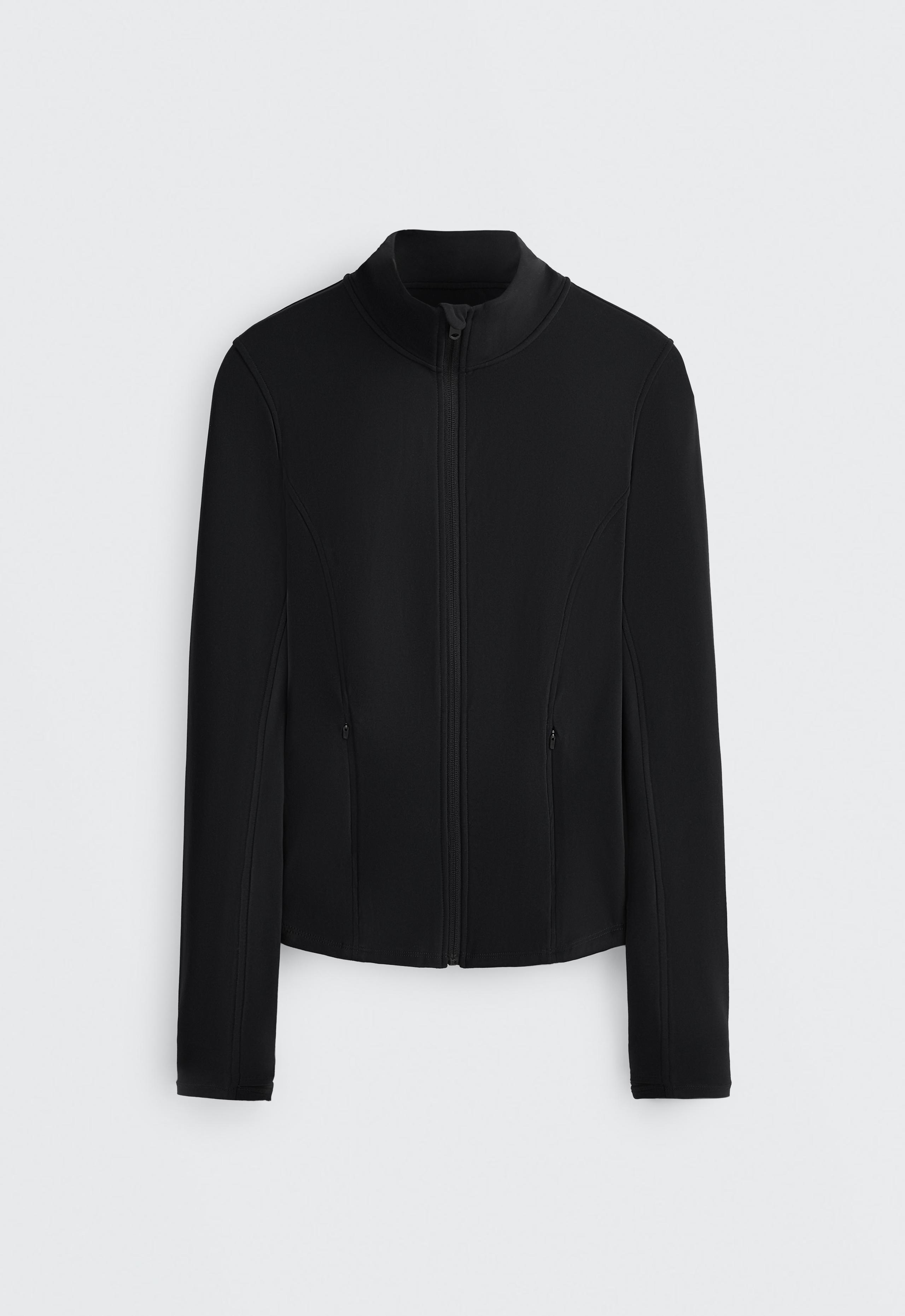 Long light warm technical jacket - BLACK