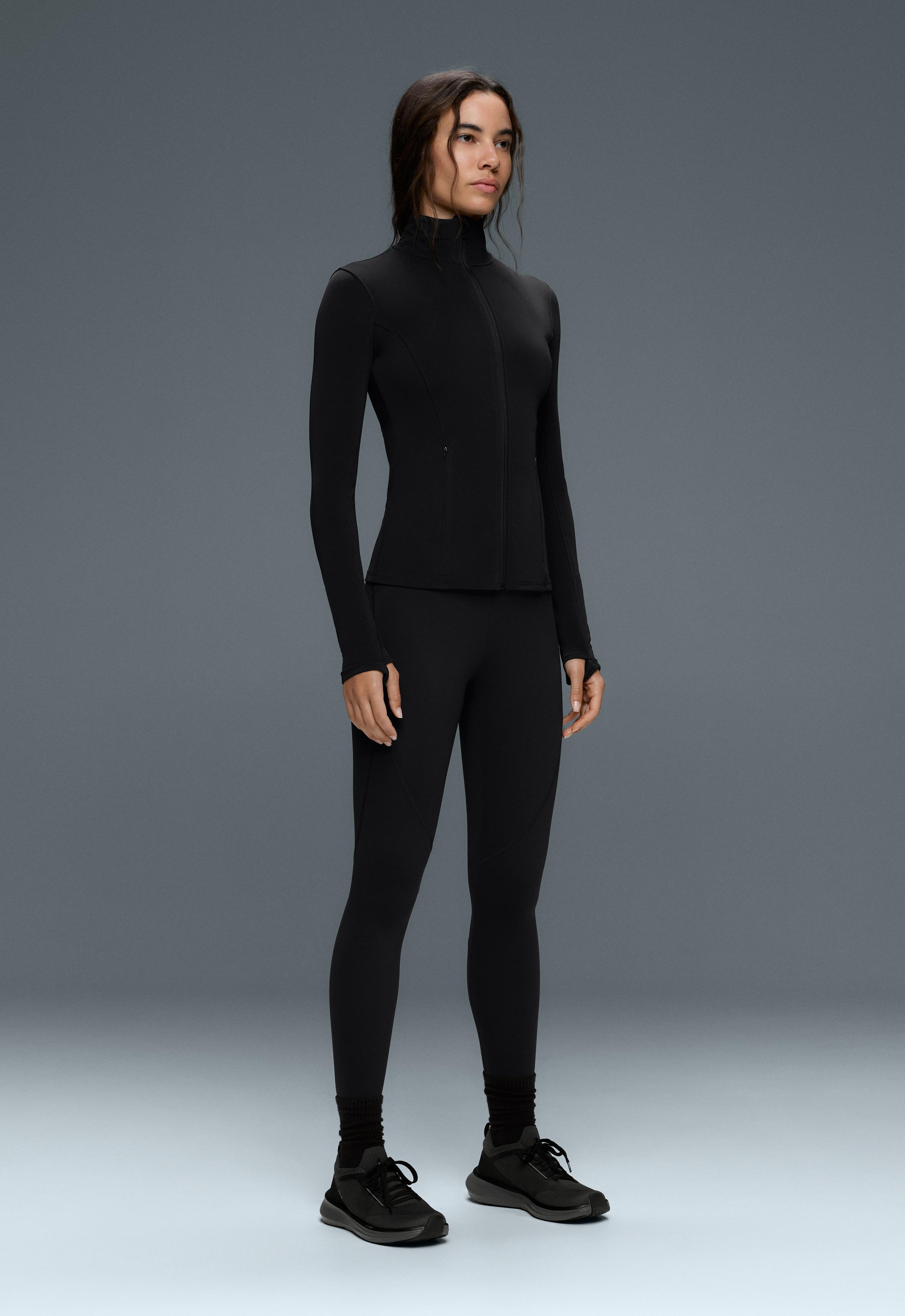 Long light warm technical jacket - BLACK