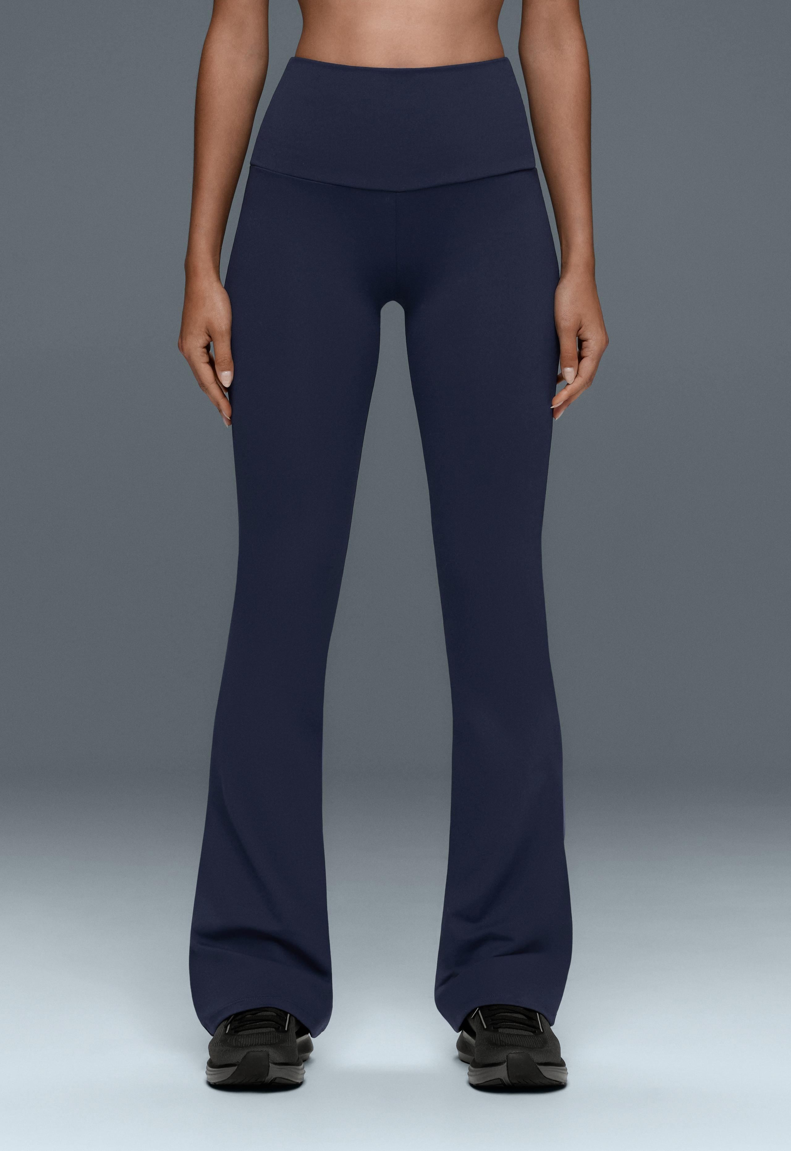High-rise Comfortlux flare trousers - NAVY BLUE