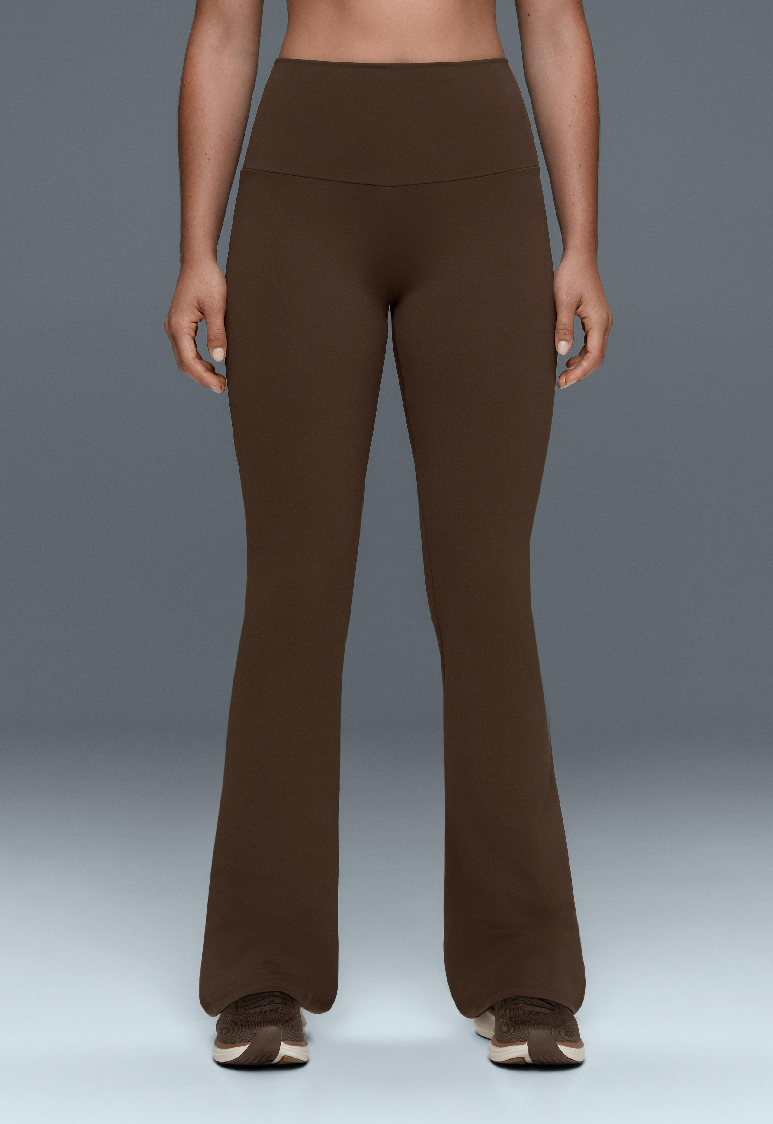High-rise Comfortlux flare trousers - DARK BROWN