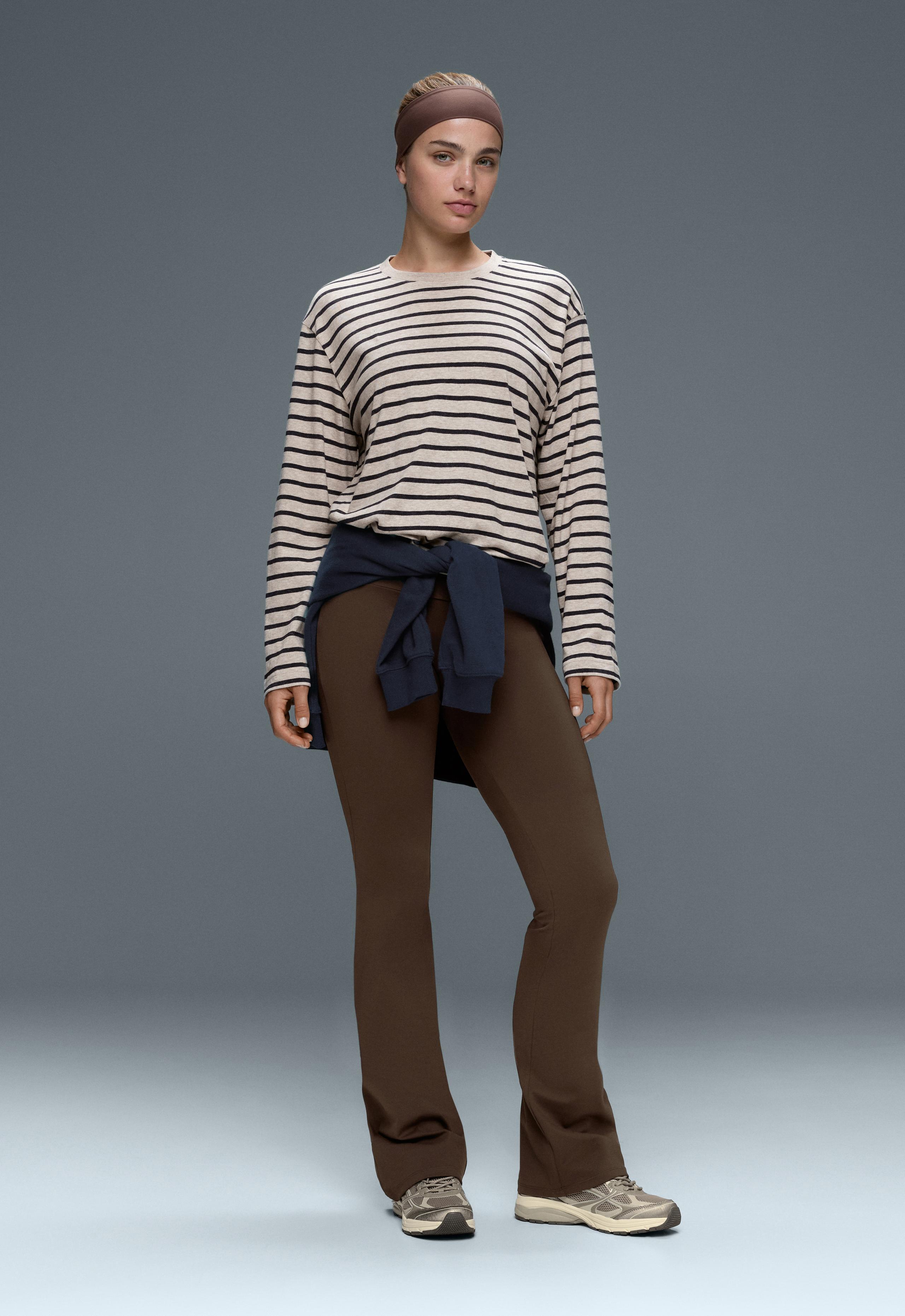 High-rise Comfortlux flare trousers - DARK BROWN