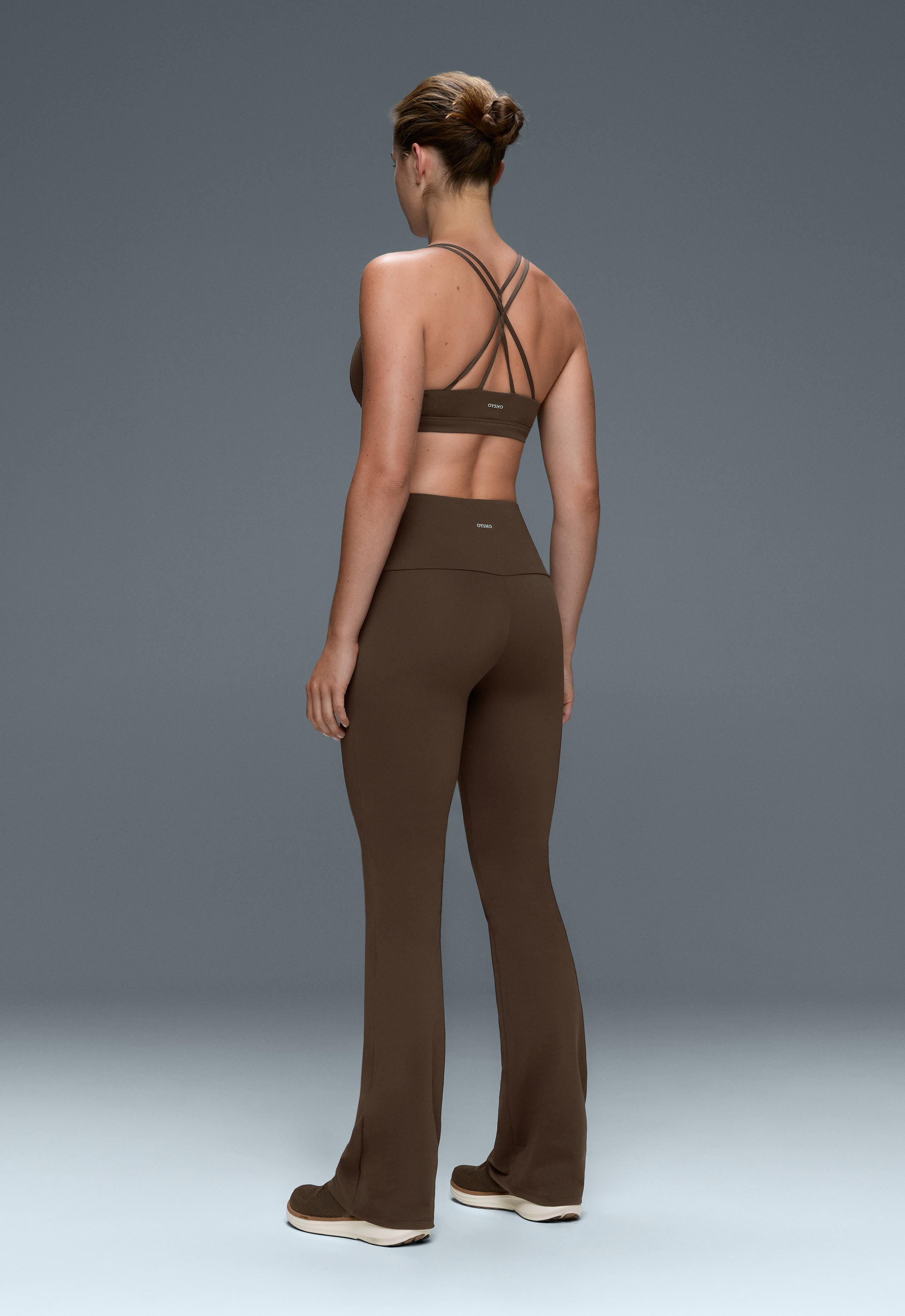High-rise Comfortlux flare trousers - DARK BROWN