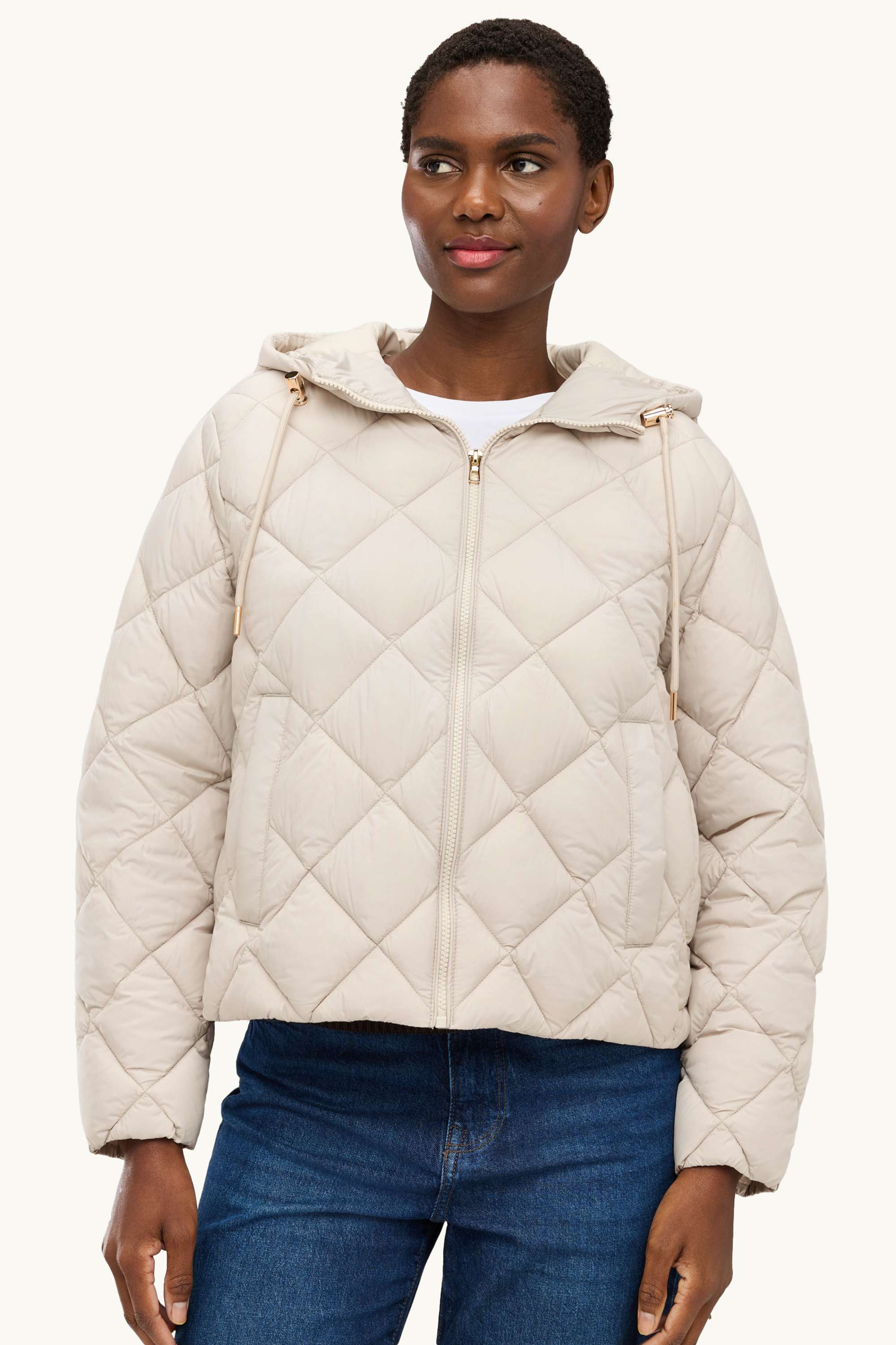 Quilted jacket with hood - water-repellent cremewhite
