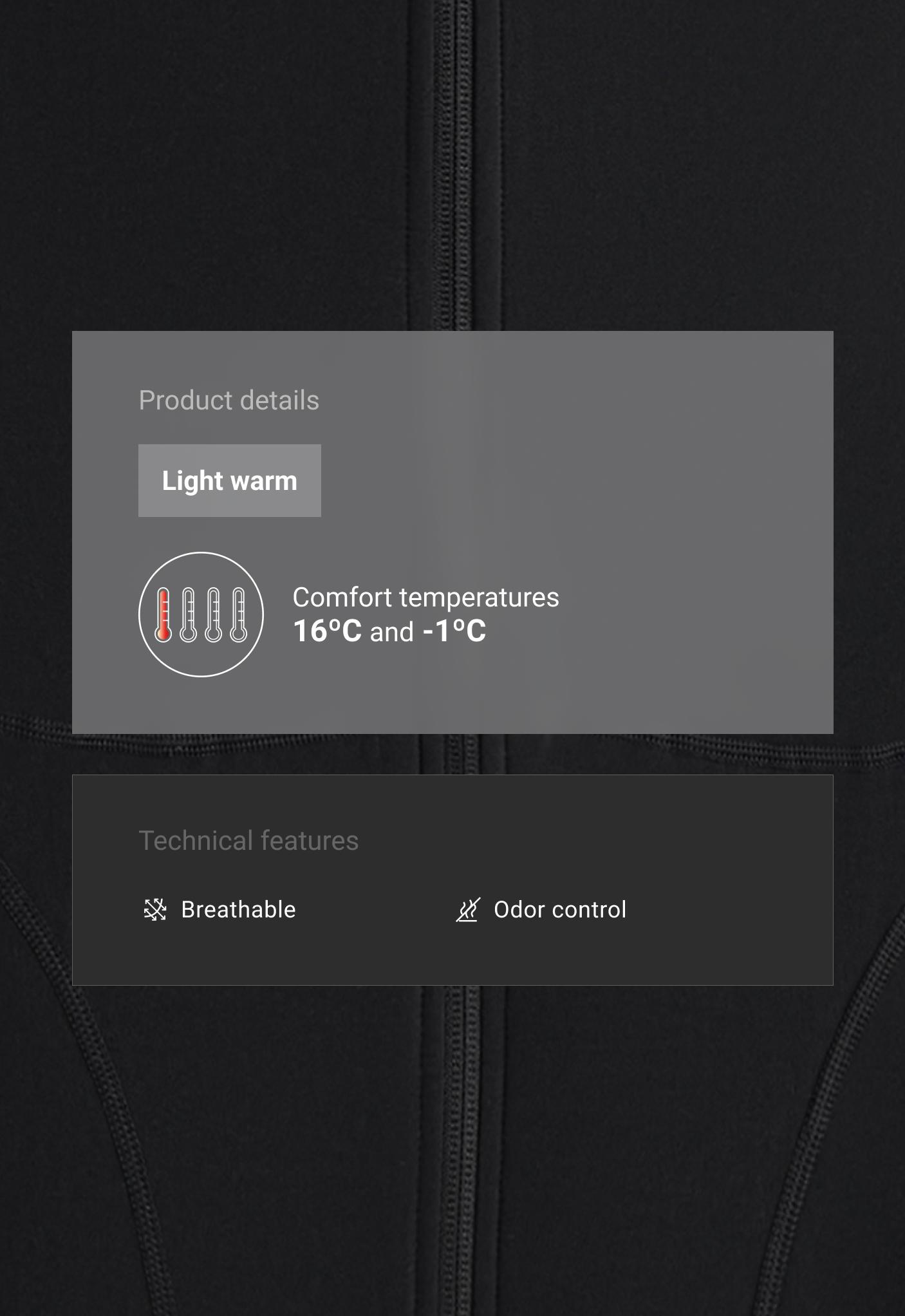 Light warm technical jacket with seams - BLACK