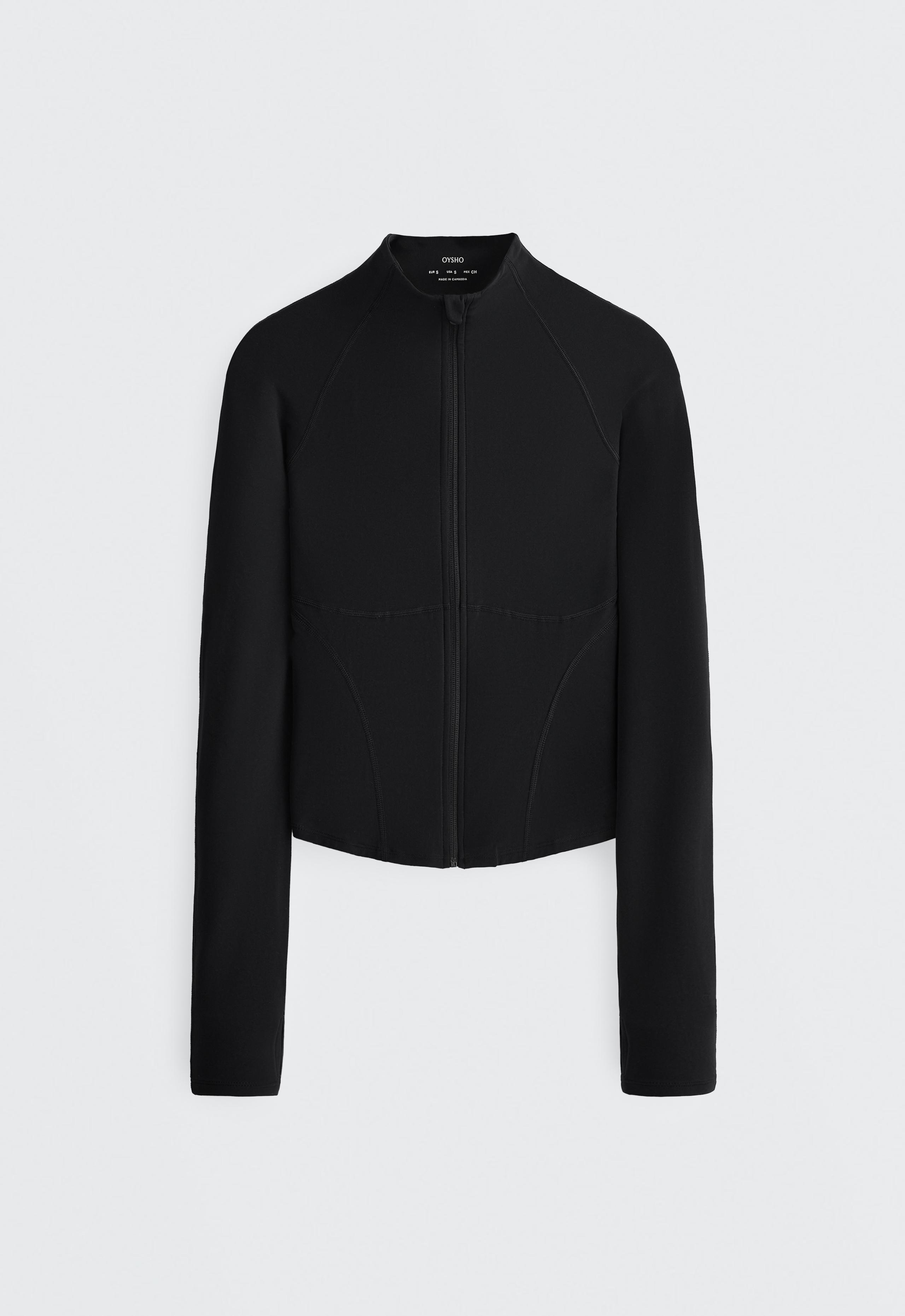 Light warm technical jacket with seams - BLACK