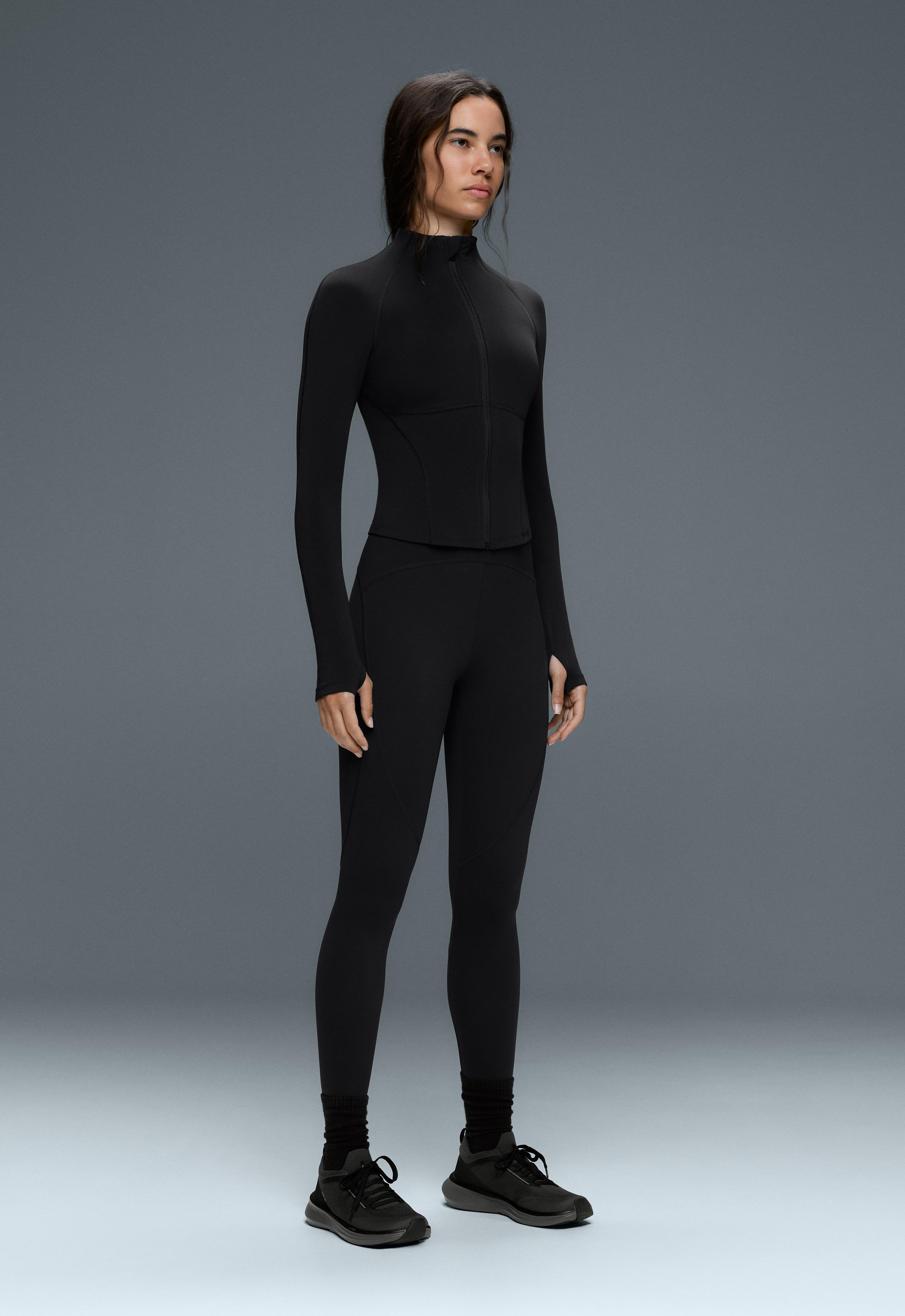 Light warm technical jacket with seams - BLACK