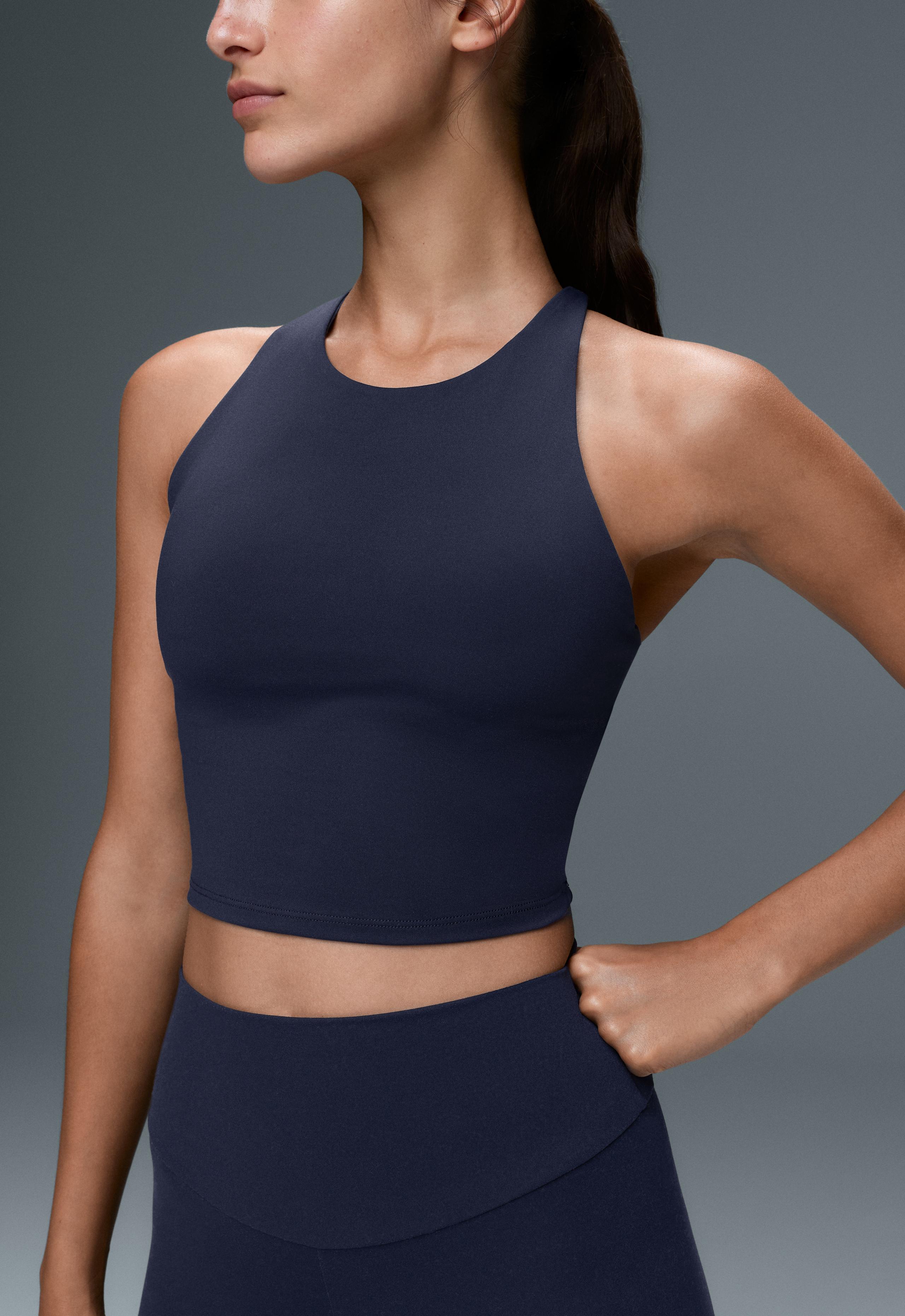 Comfortlux strappy tank top with cups - NAVY BLUE