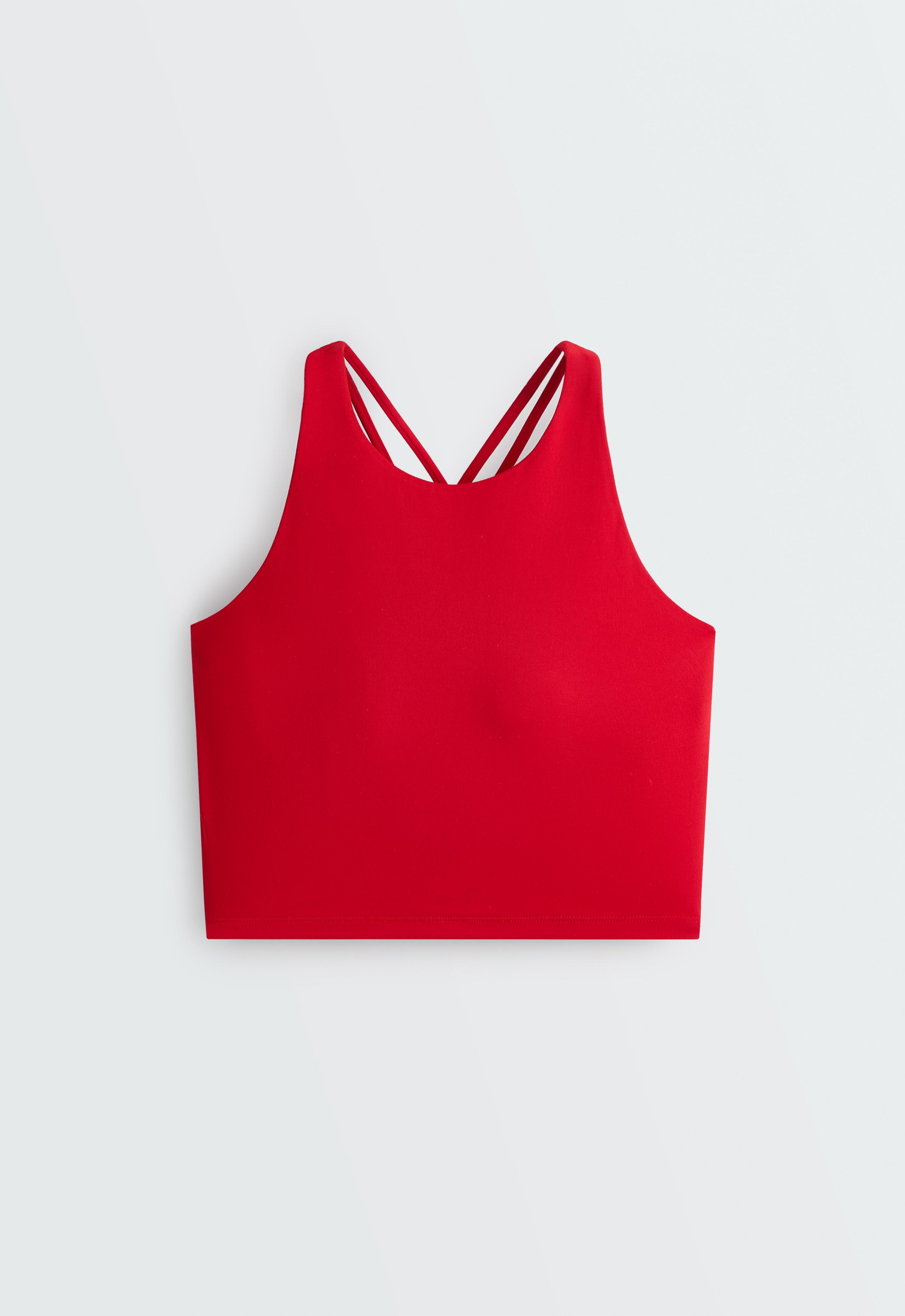 Comfortlux strappy tank top with cups - STRONG RED