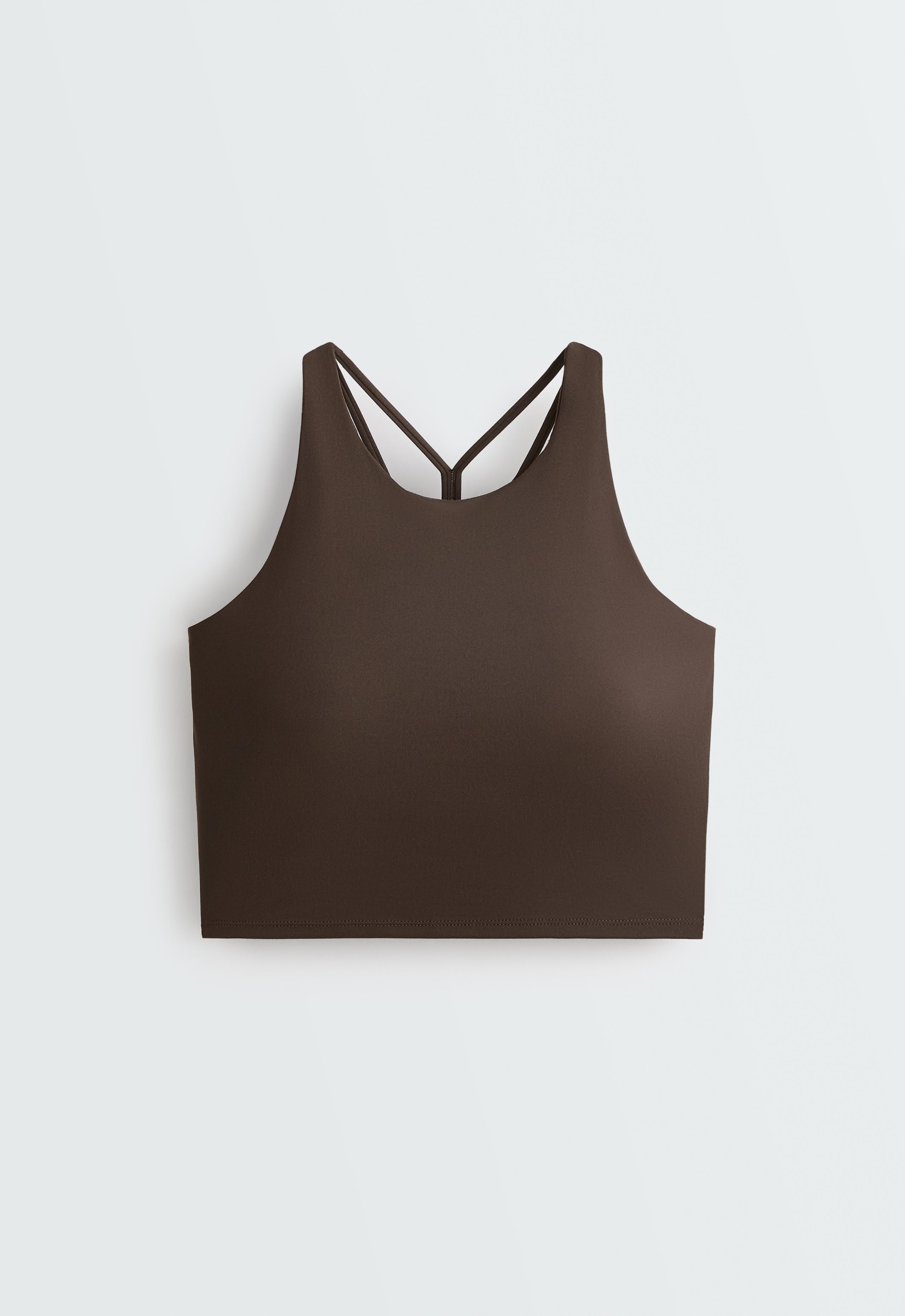 Comfortlux strappy tank top with cups - BROWN