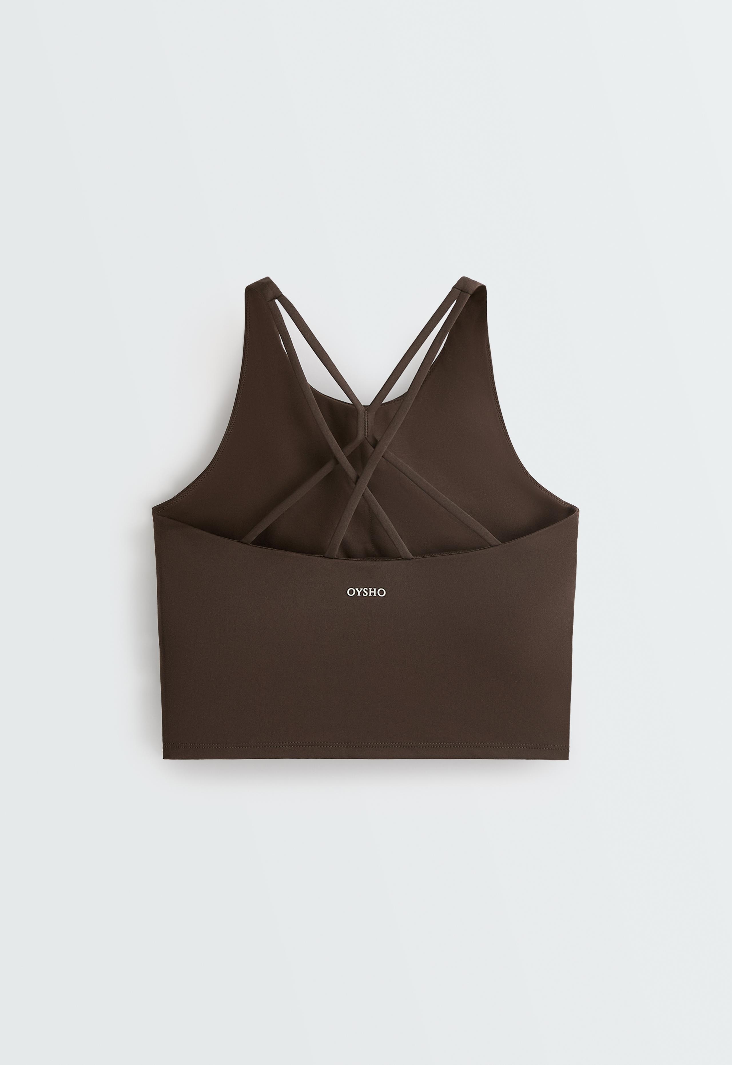 Comfortlux strappy tank top with cups - BROWN