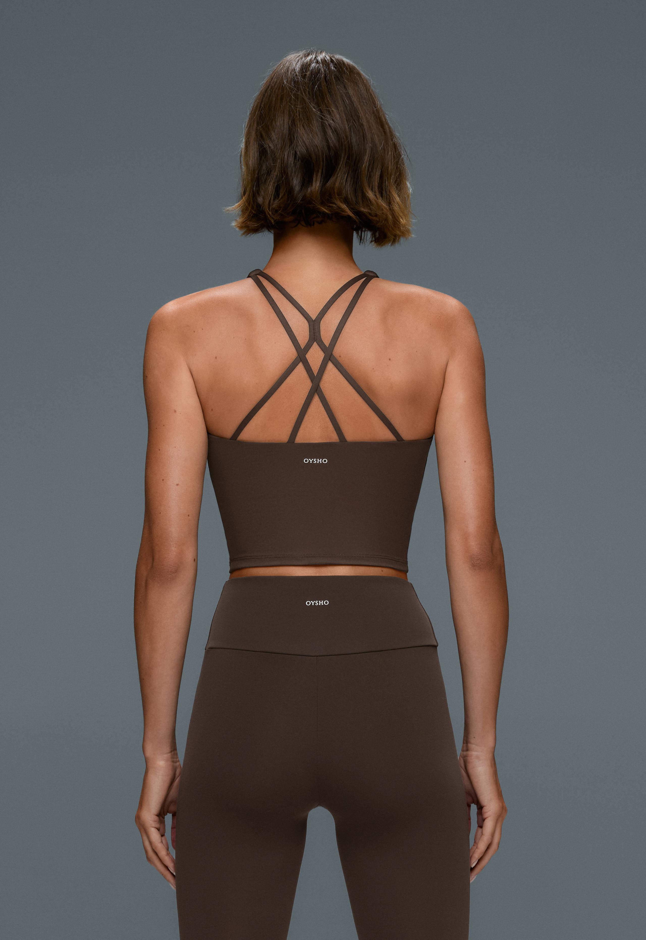 Comfortlux strappy tank top with cups - BROWN
