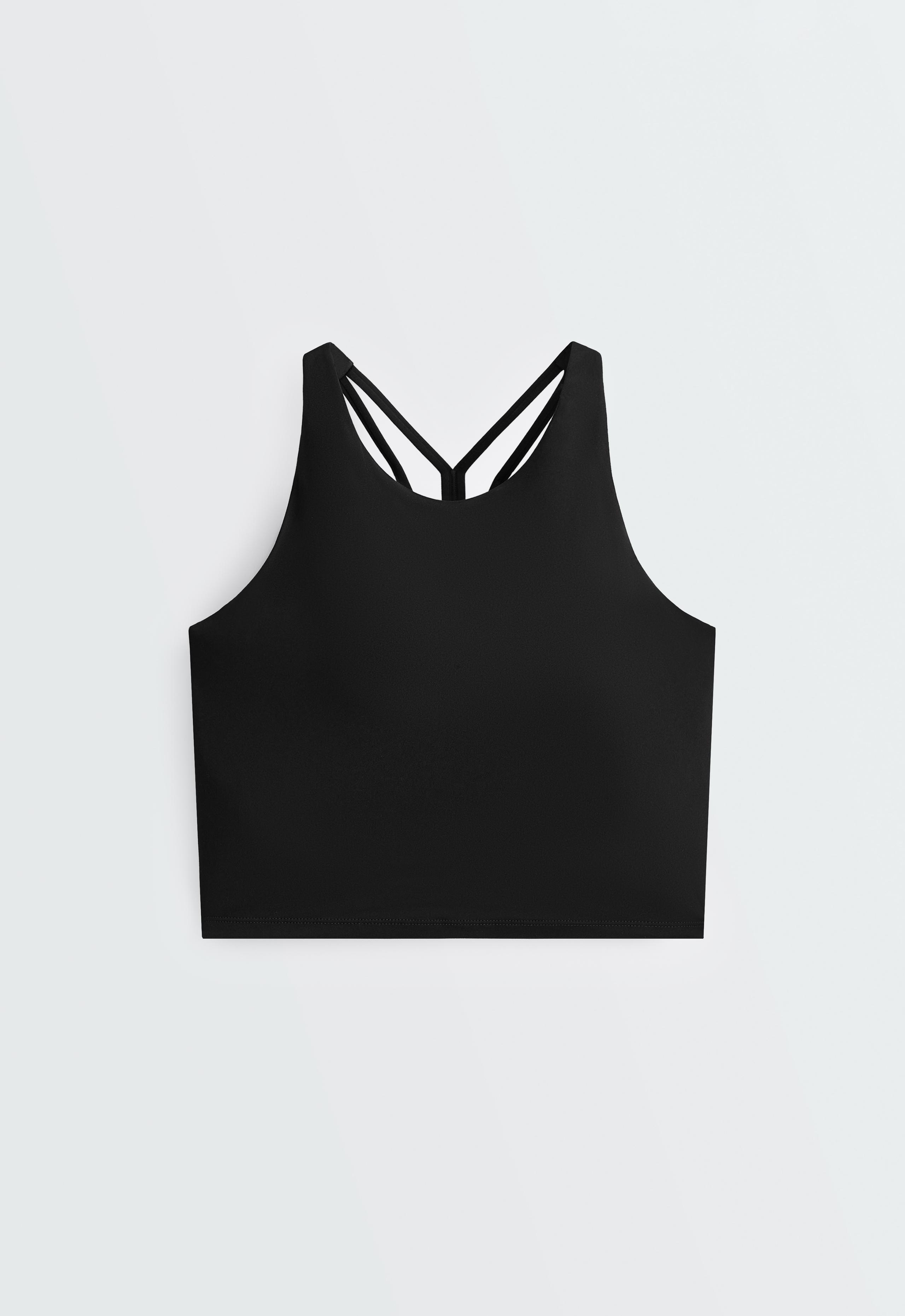 Comfortlux strappy tank top with cups - BLACK