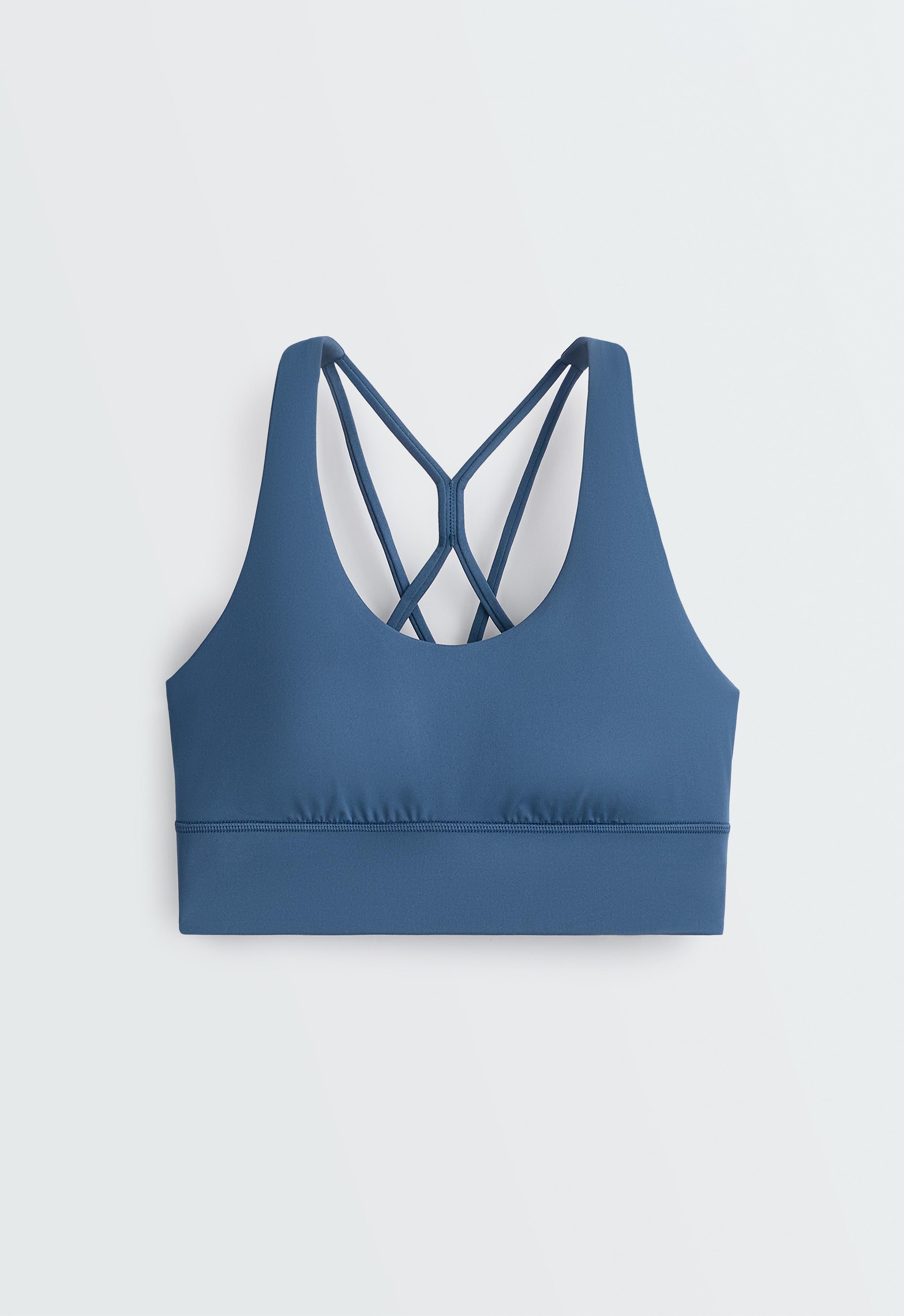 Medium support Comfortlux sports bra with cup - MID GREY-BLUE