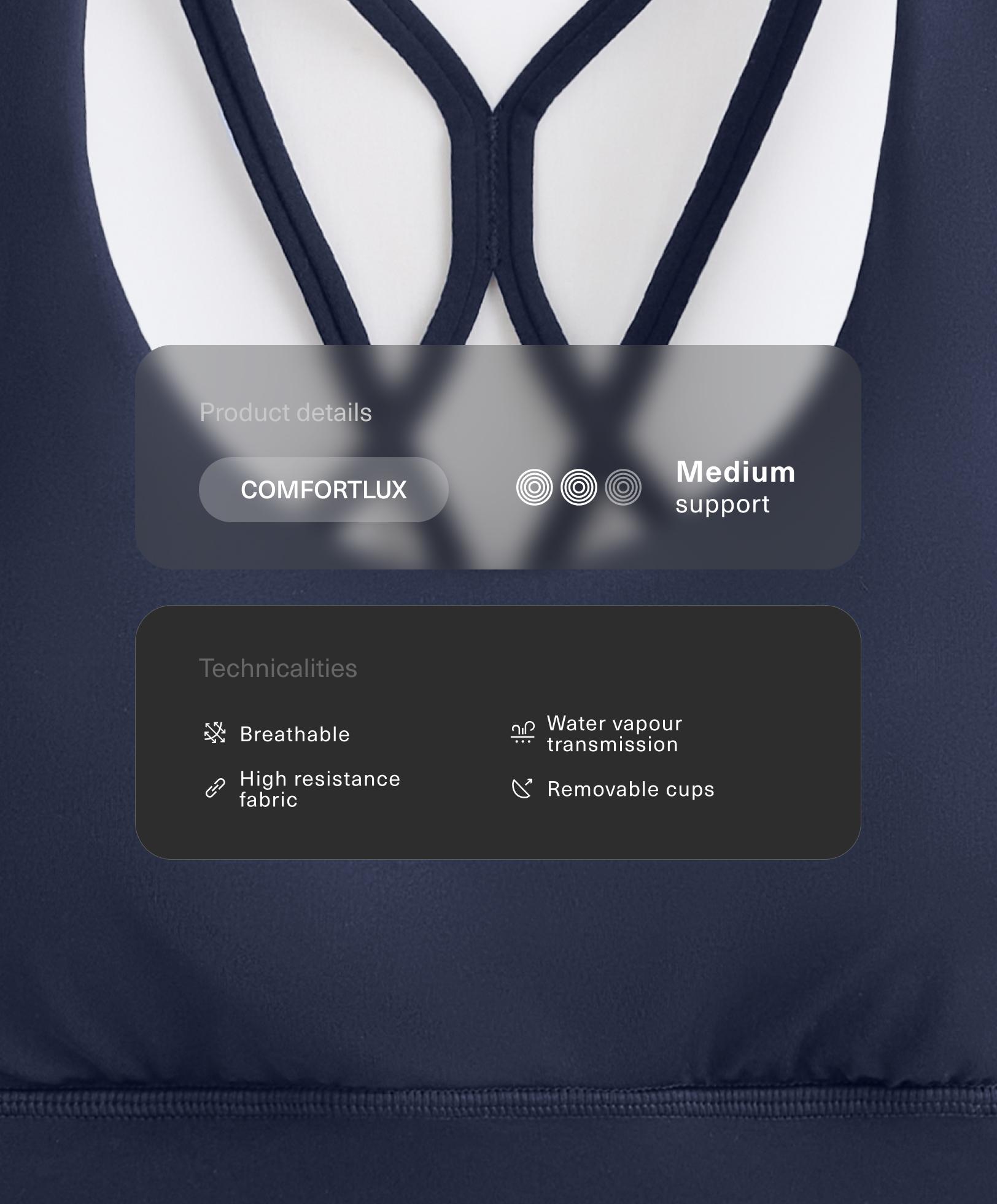 Medium support Comfortlux sports bra with cup - NAVY BLUE