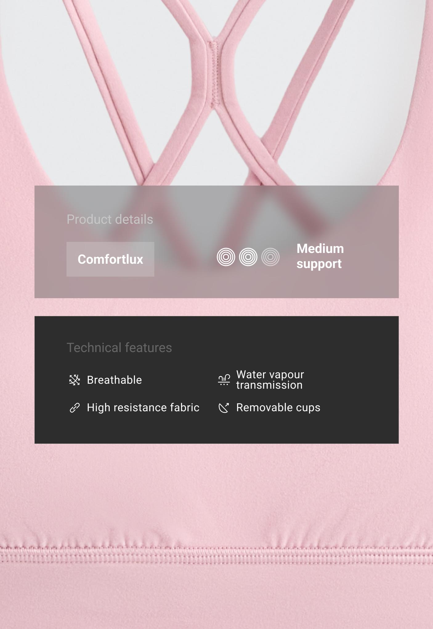 Medium support Comfortlux sports bra with cup - PALE PINK