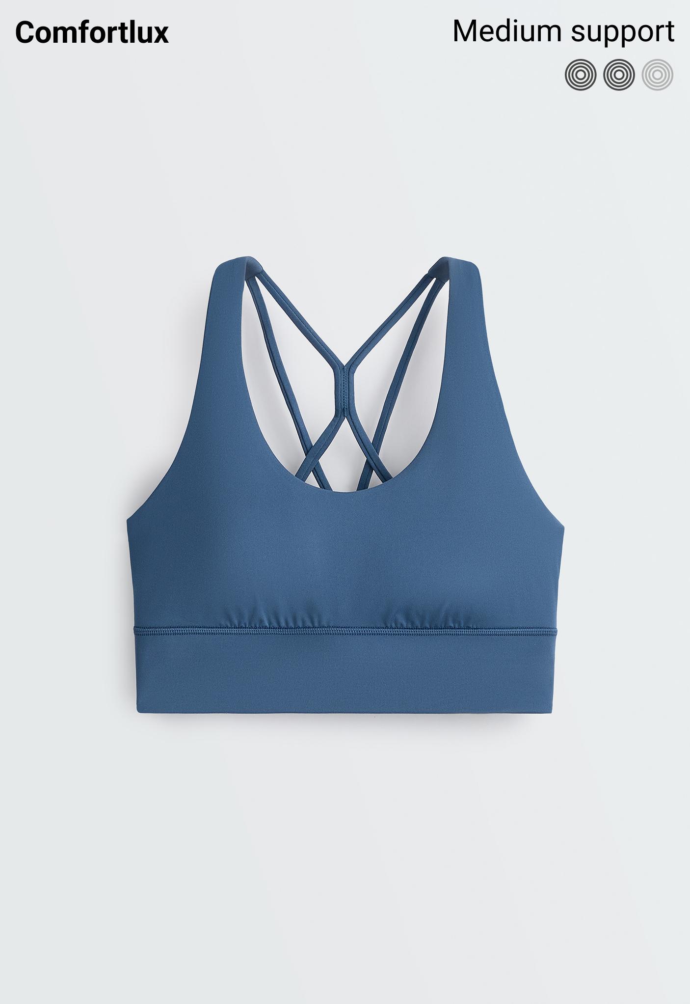Medium support Comfortlux sports bra with cup - MID GREY-BLUE