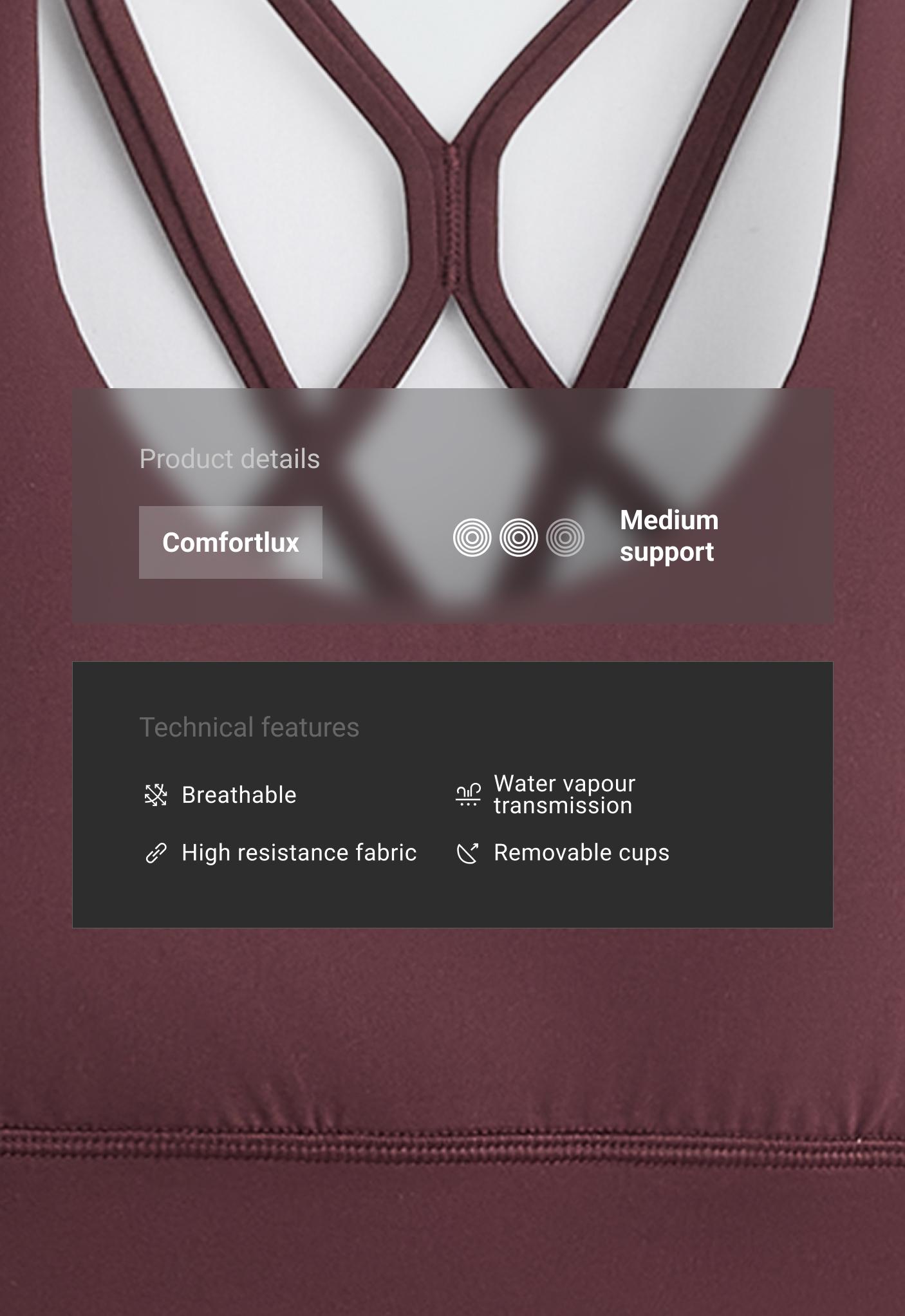 Medium support Comfortlux sports bra with cup - PLUM