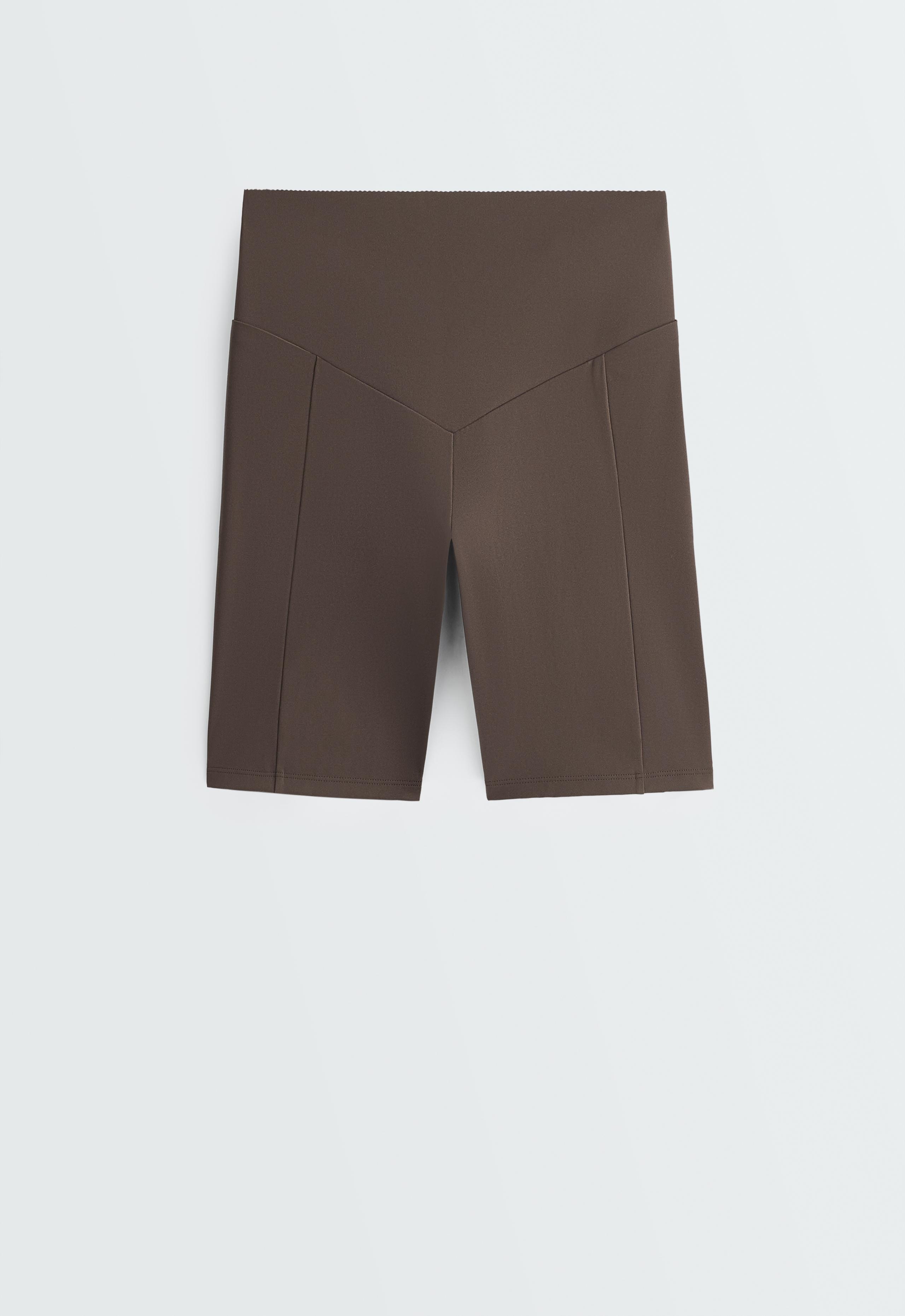Compressive 20cm high-waisted cycle leggings with pockets - BROWN