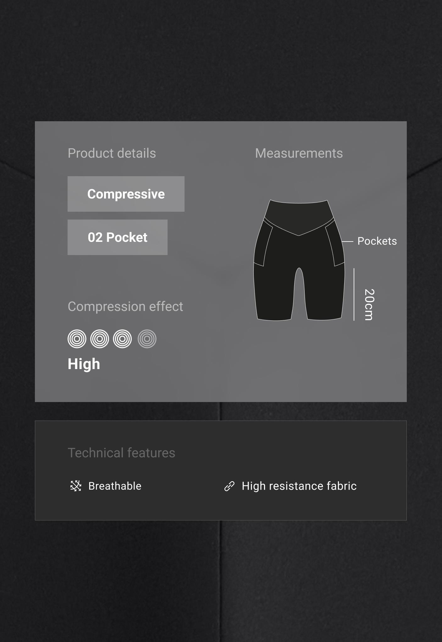 Compressive 20cm high-waisted cycle leggings with pockets - BLACK