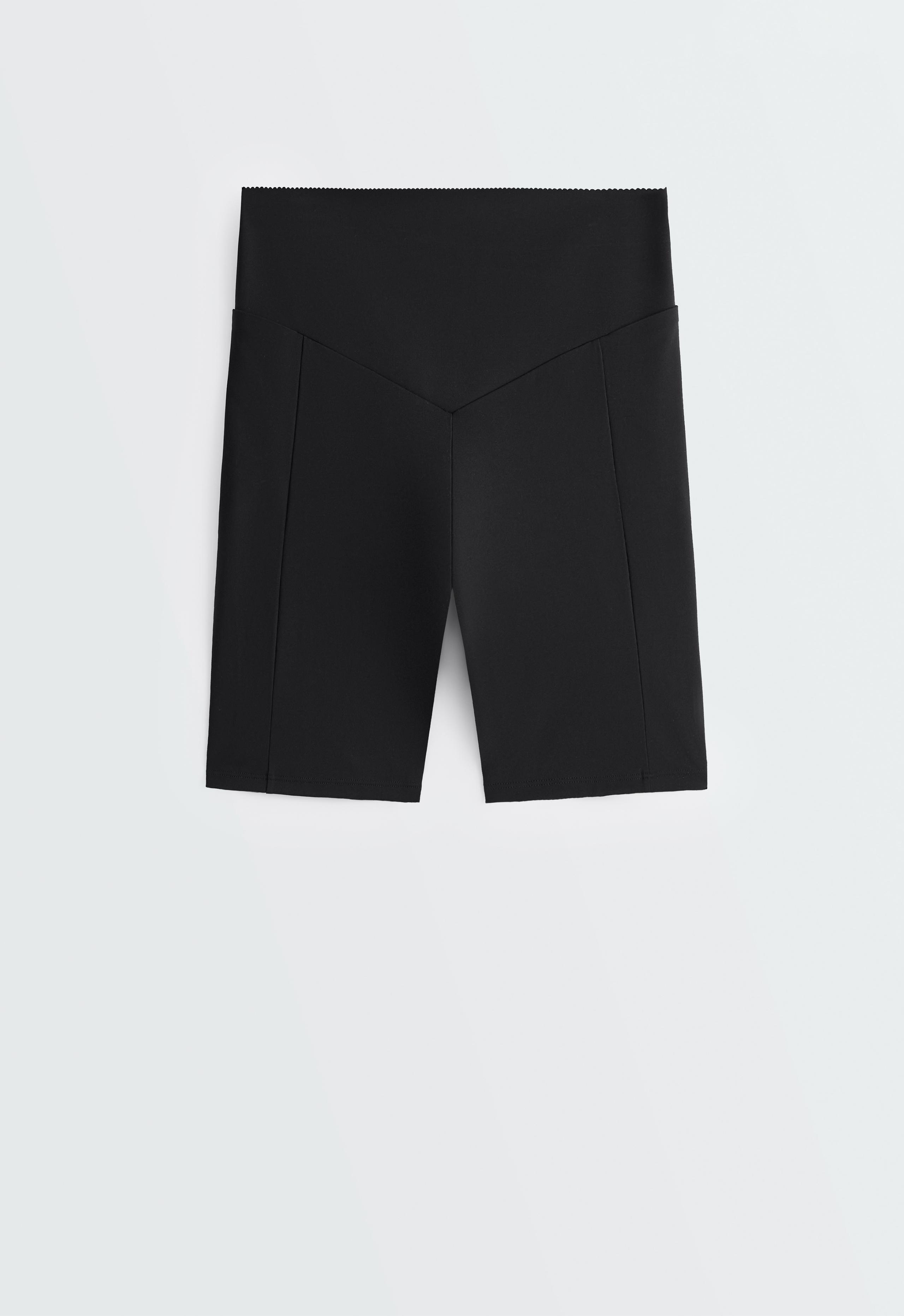 Compressive 20cm high-waisted cycle leggings with pockets - BLACK