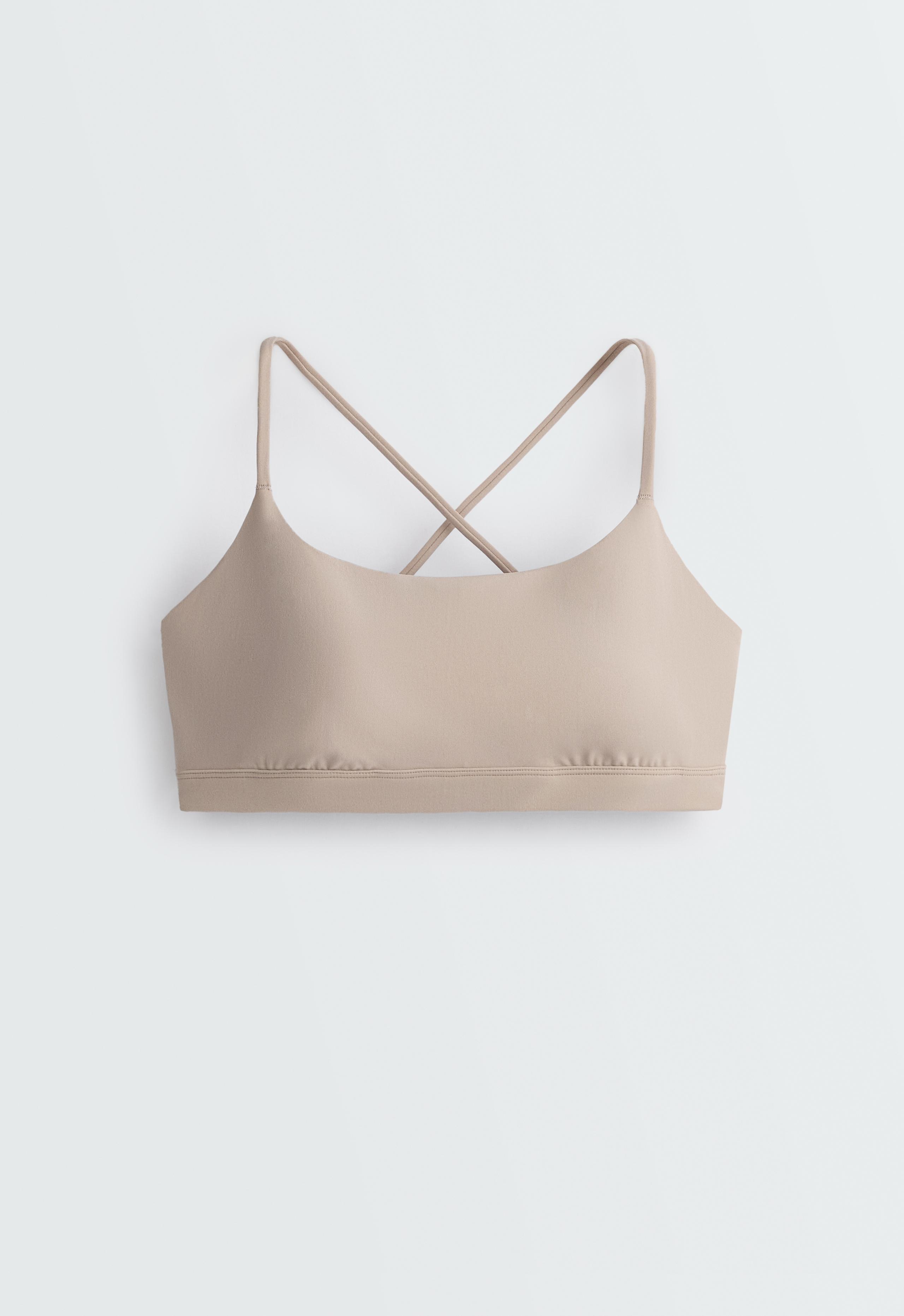 Low-support Comfortlux sports bra with straps - LIGHT STONE