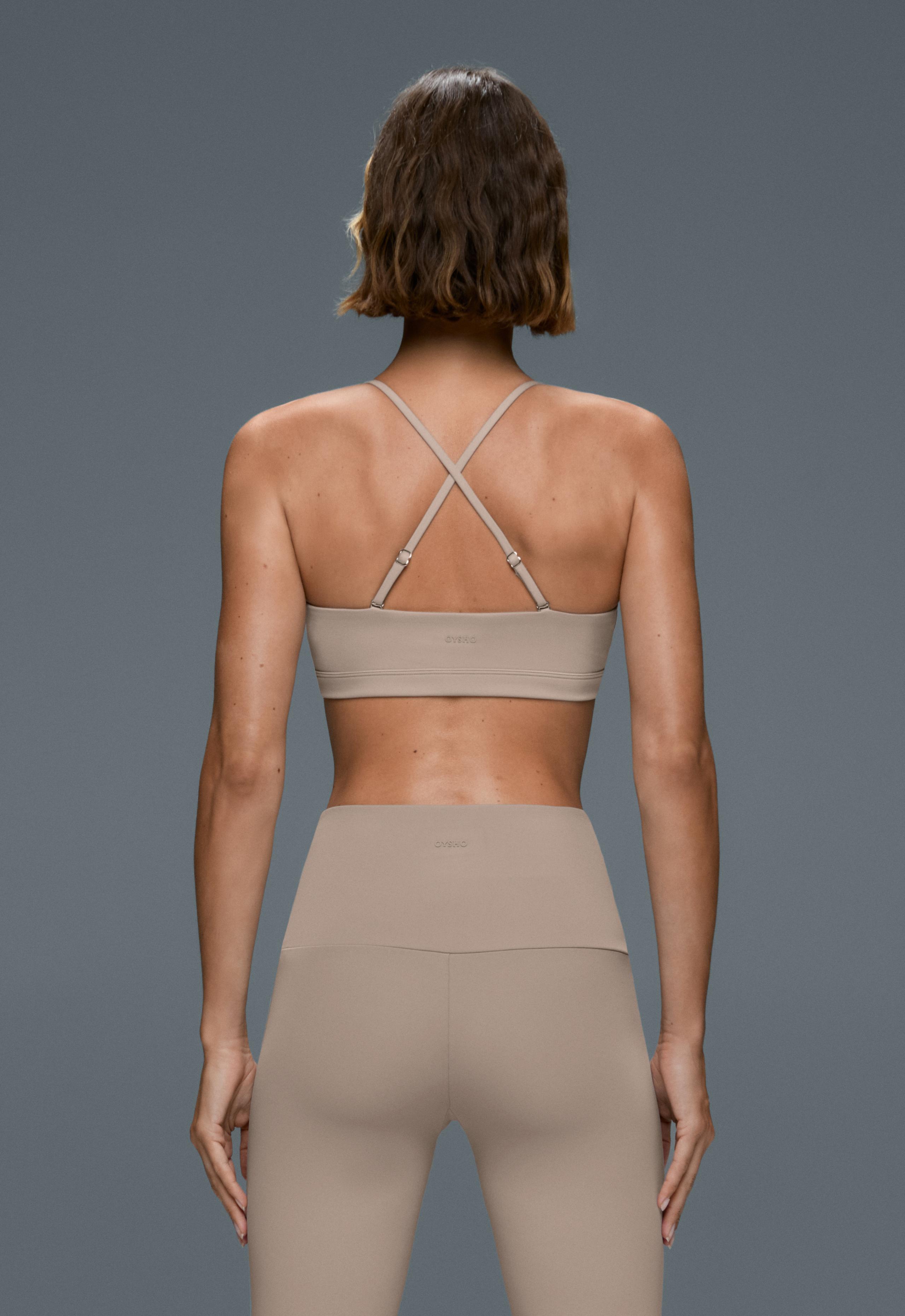 Low-support Comfortlux sports bra with straps - LIGHT STONE
