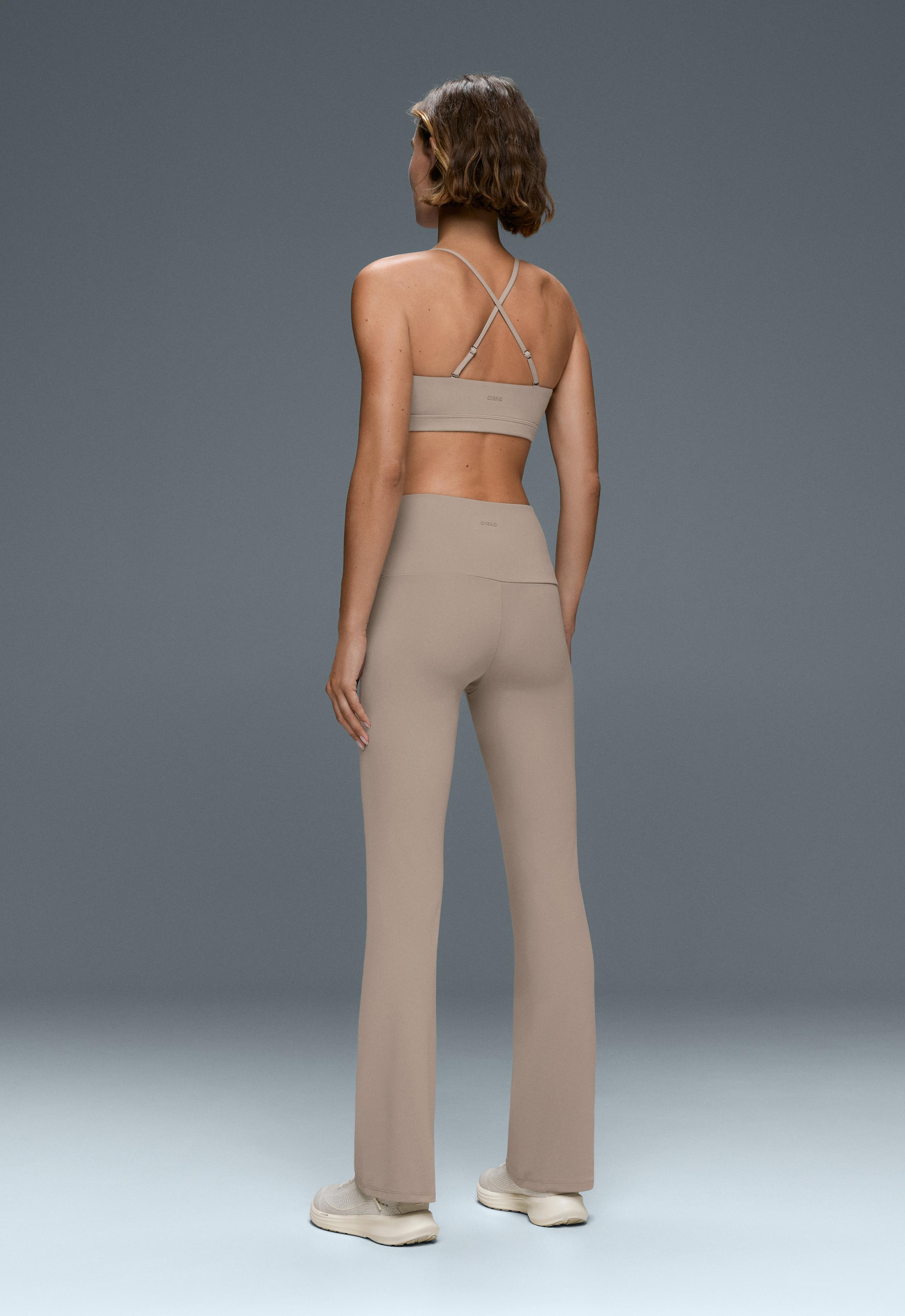 High-rise Comfortlux flare trousers - LIGHT STONE