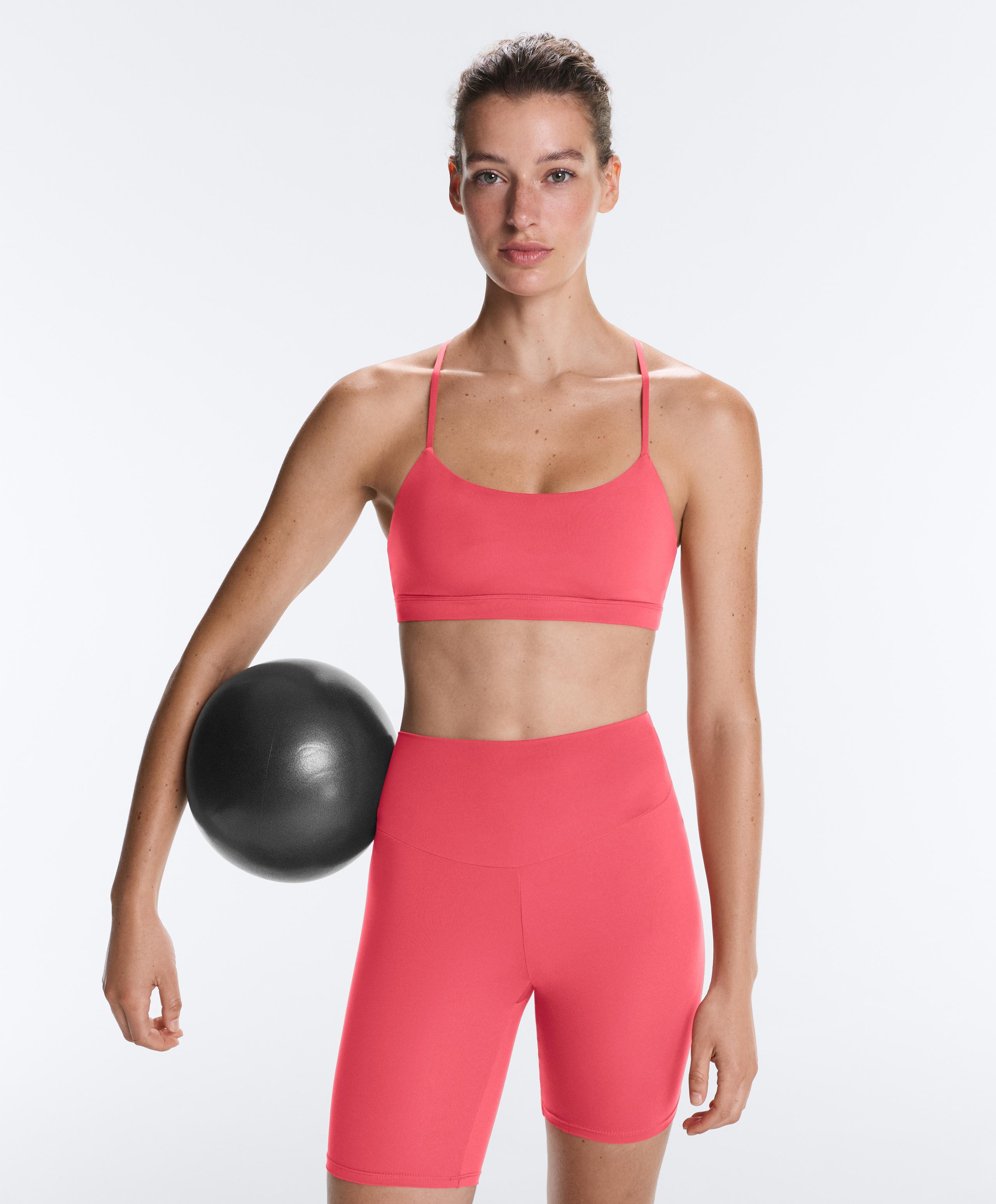 Low-support Comfortlux sports bra with straps - WASHED RED