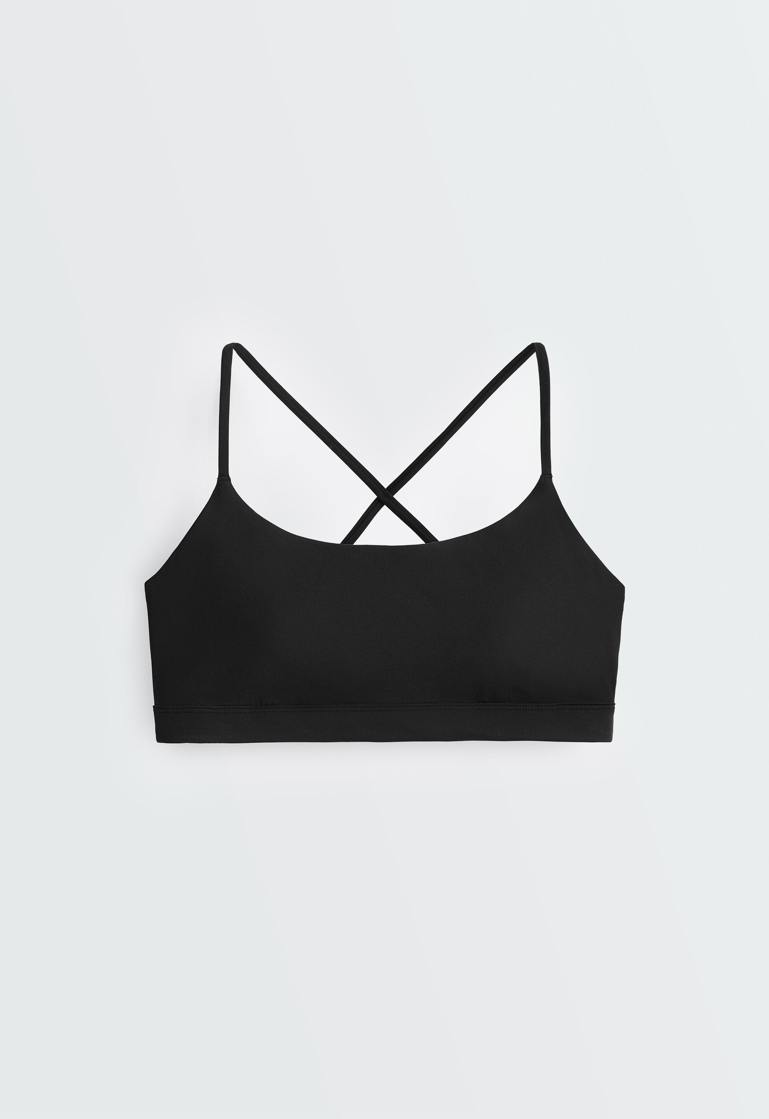 Low-support Comfortlux sports bra with straps - BLACK