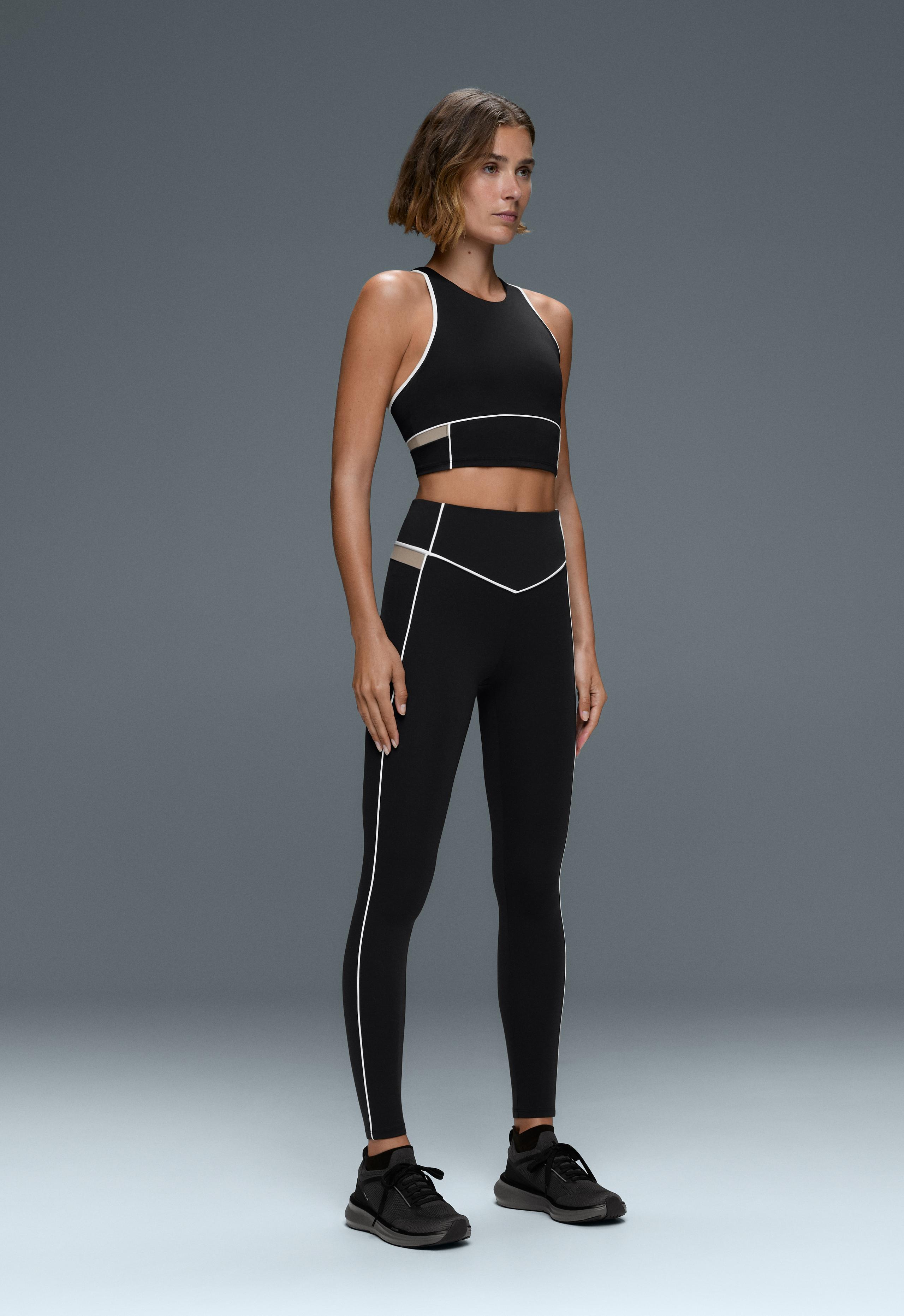 Contrast piping Comfortlux tank top - BLACK