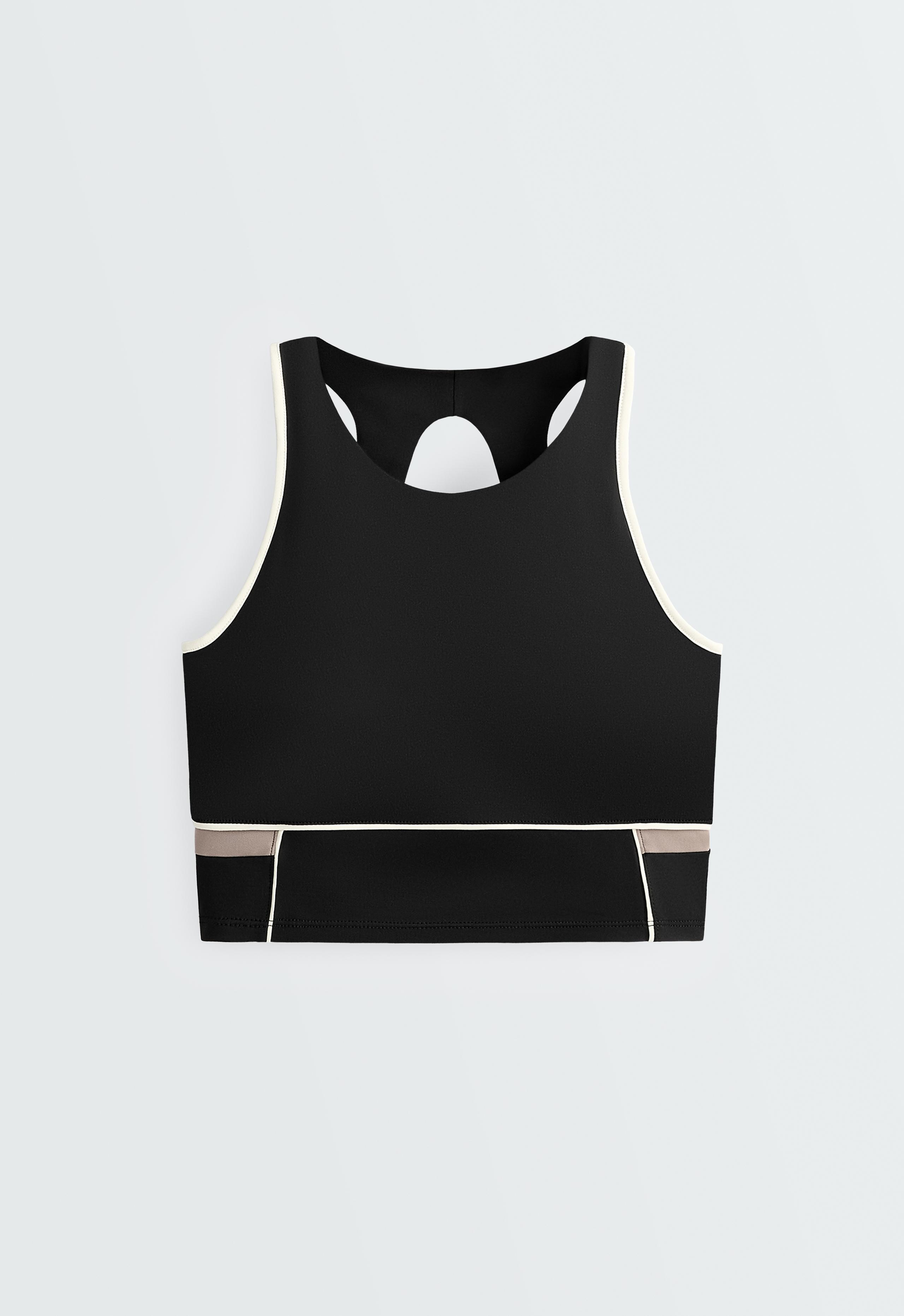 Contrast piping Comfortlux tank top - BLACK