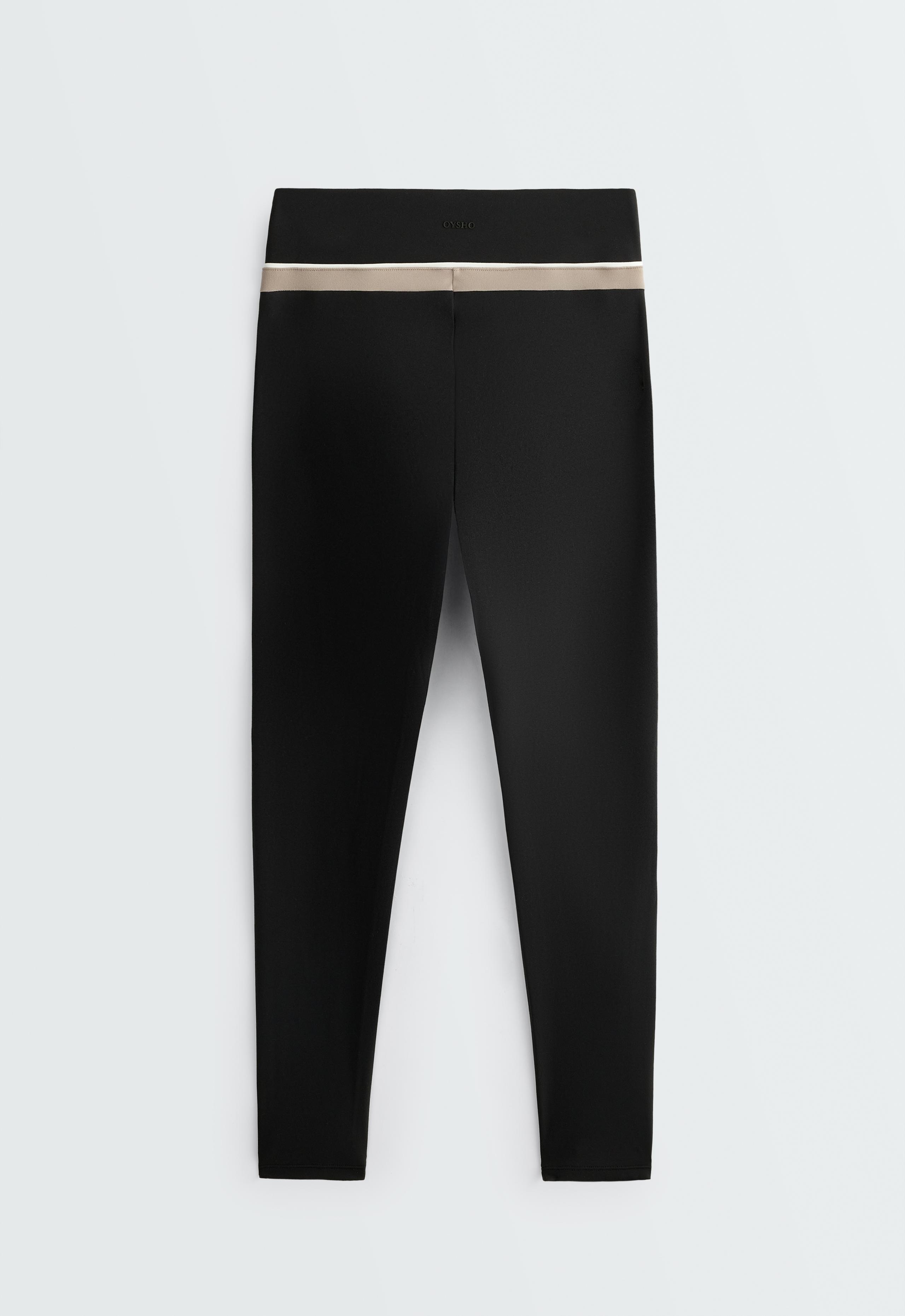 Comfortlux high-rise colour-block piping leggings - BLACK