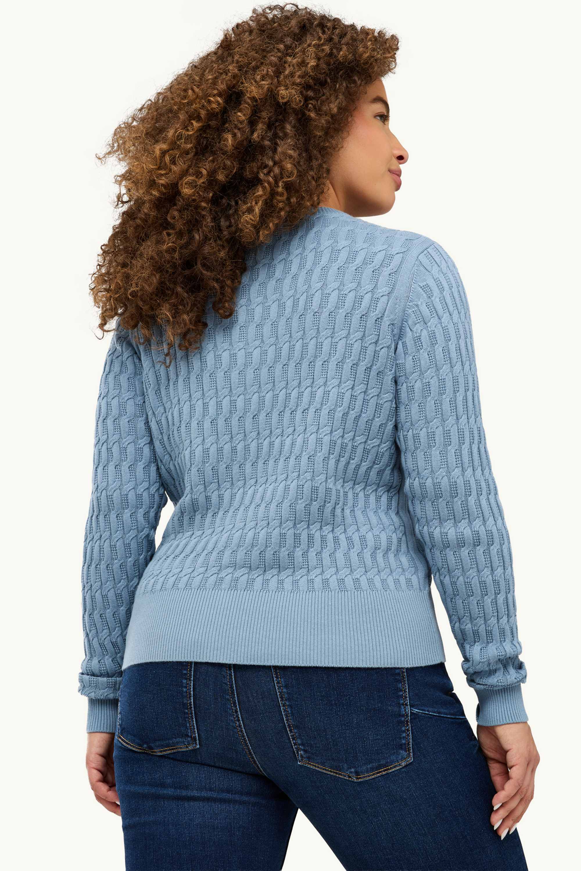 Cardigan - cable knit pattern blue