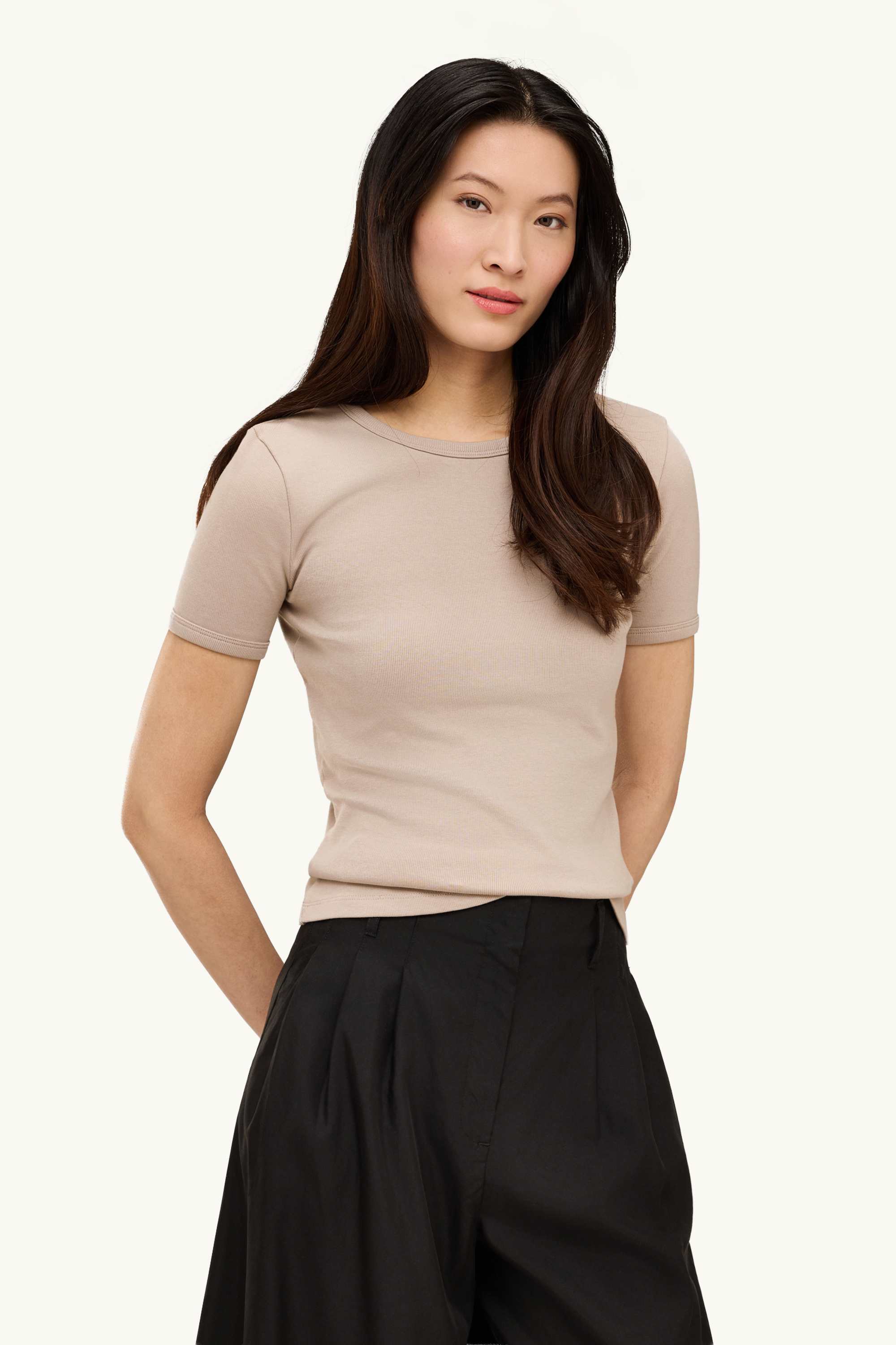 T-shirt - slim fit light brown