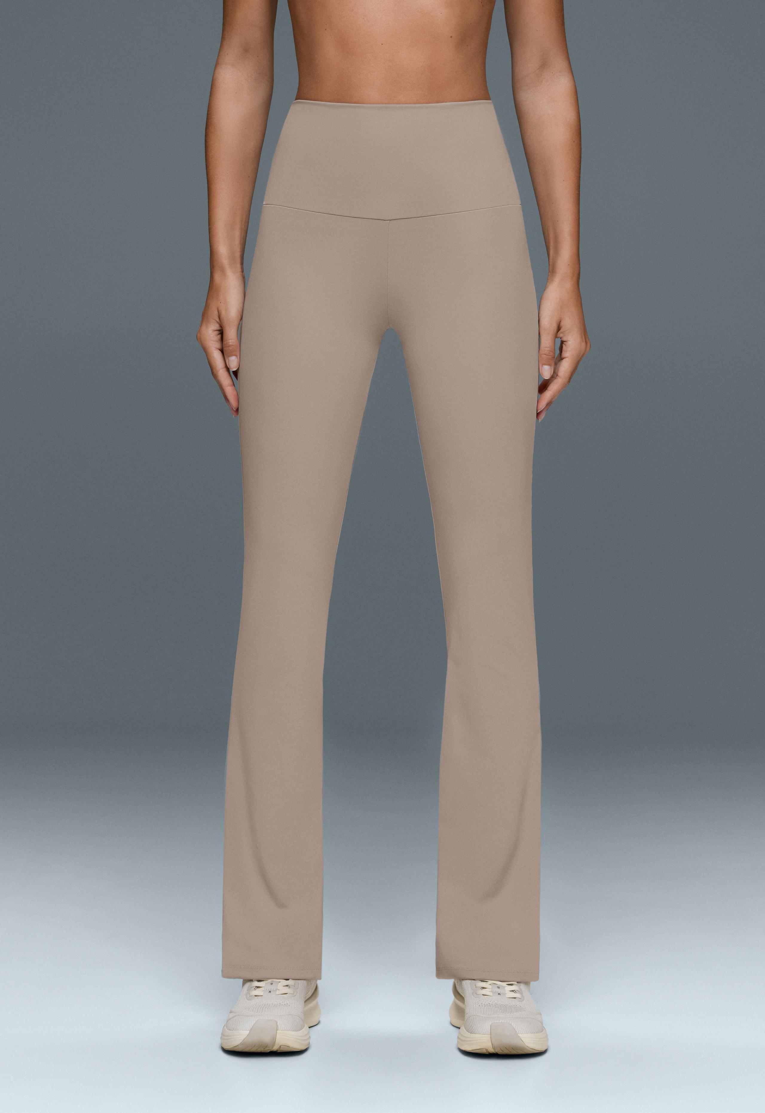 High-rise Comfortlux flare trousers - LIGHT STONE