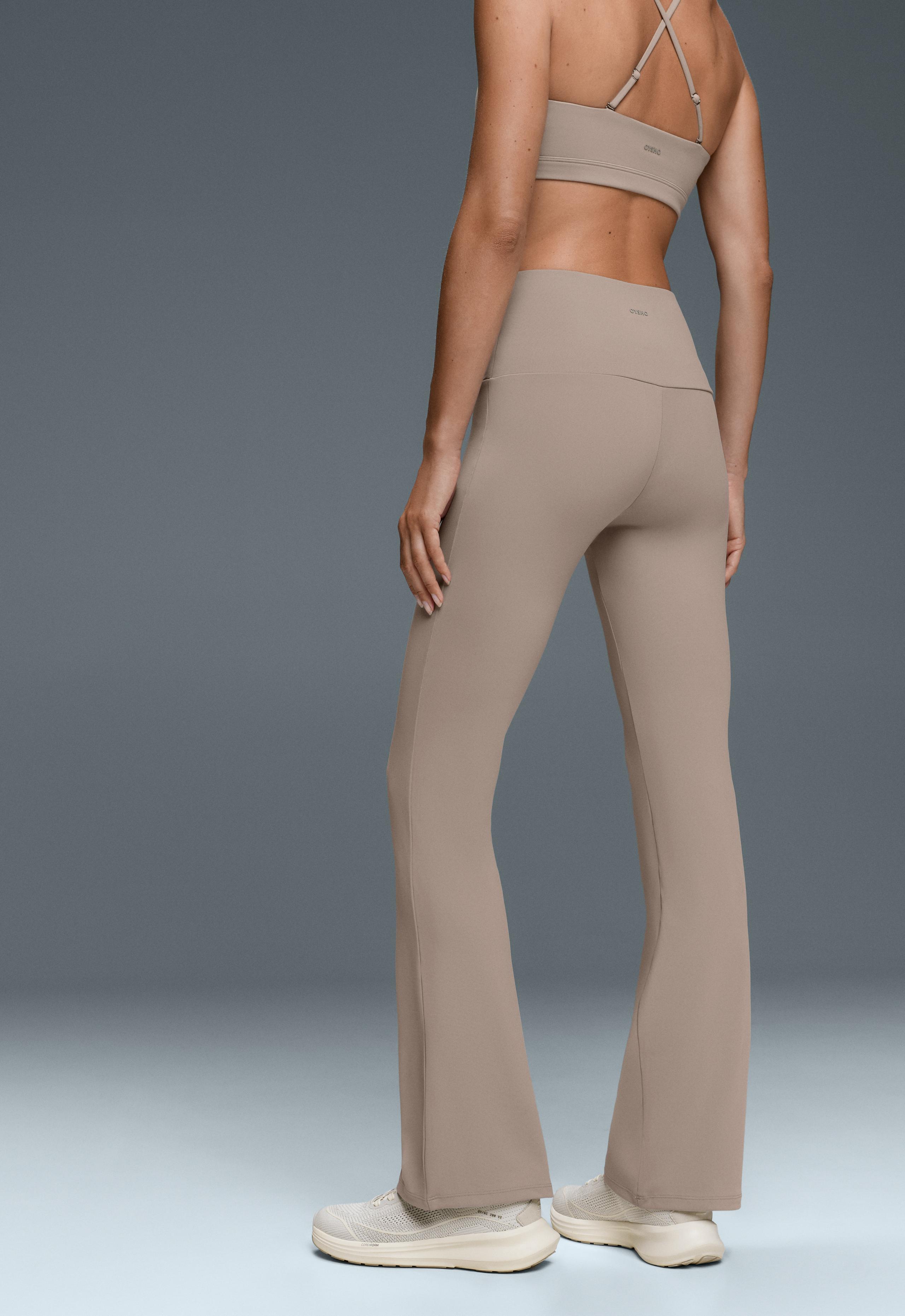 High-rise Comfortlux flare trousers - LIGHT STONE