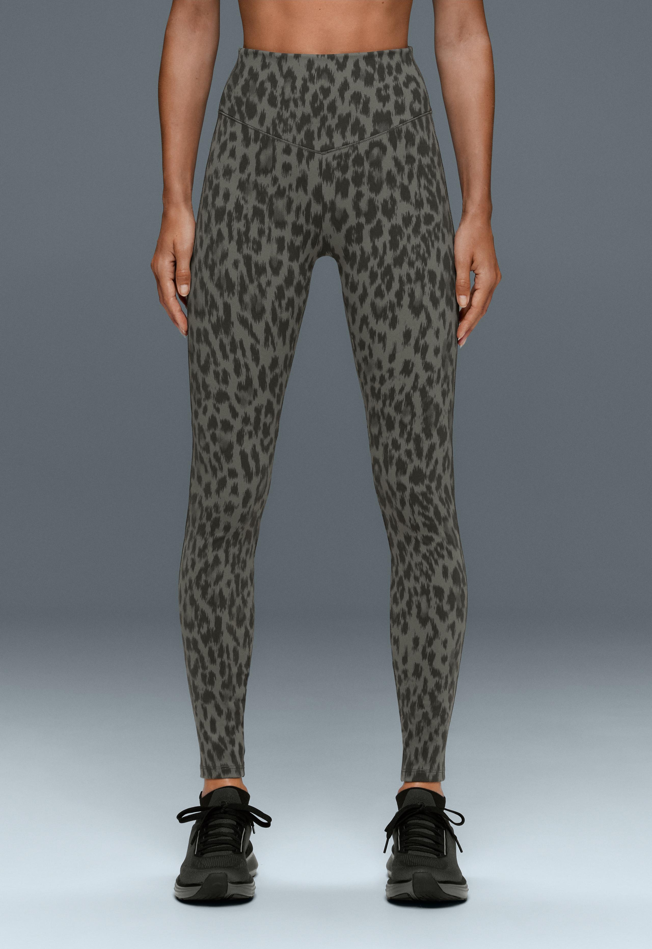 Evermove high-rise leopard ankle-length leggings - CHARCOAL GREY